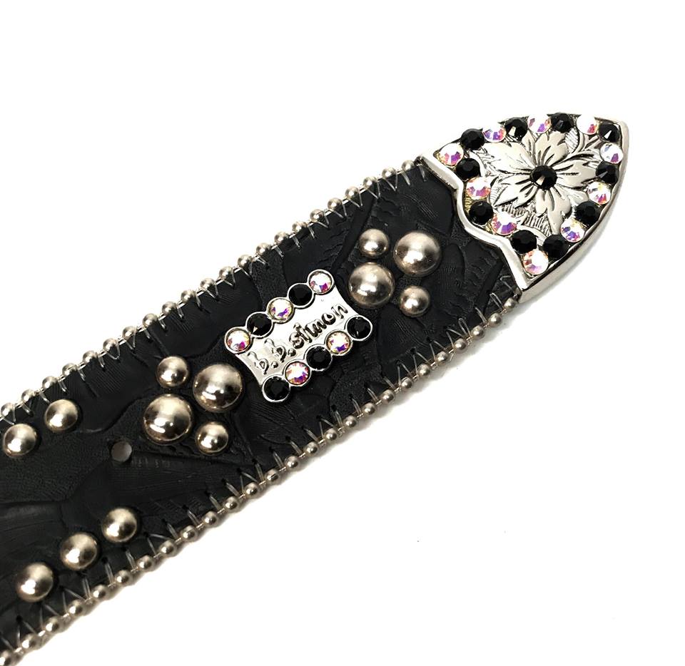 b.b. Simon 'Multicolor Lotus' Embossed Crystal Belt - Image 5