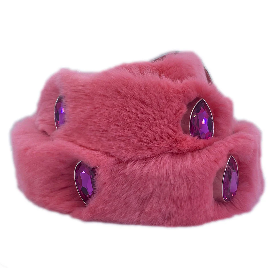 b.b. Simon Pink Fur Purple Crystal Belt - Image 2