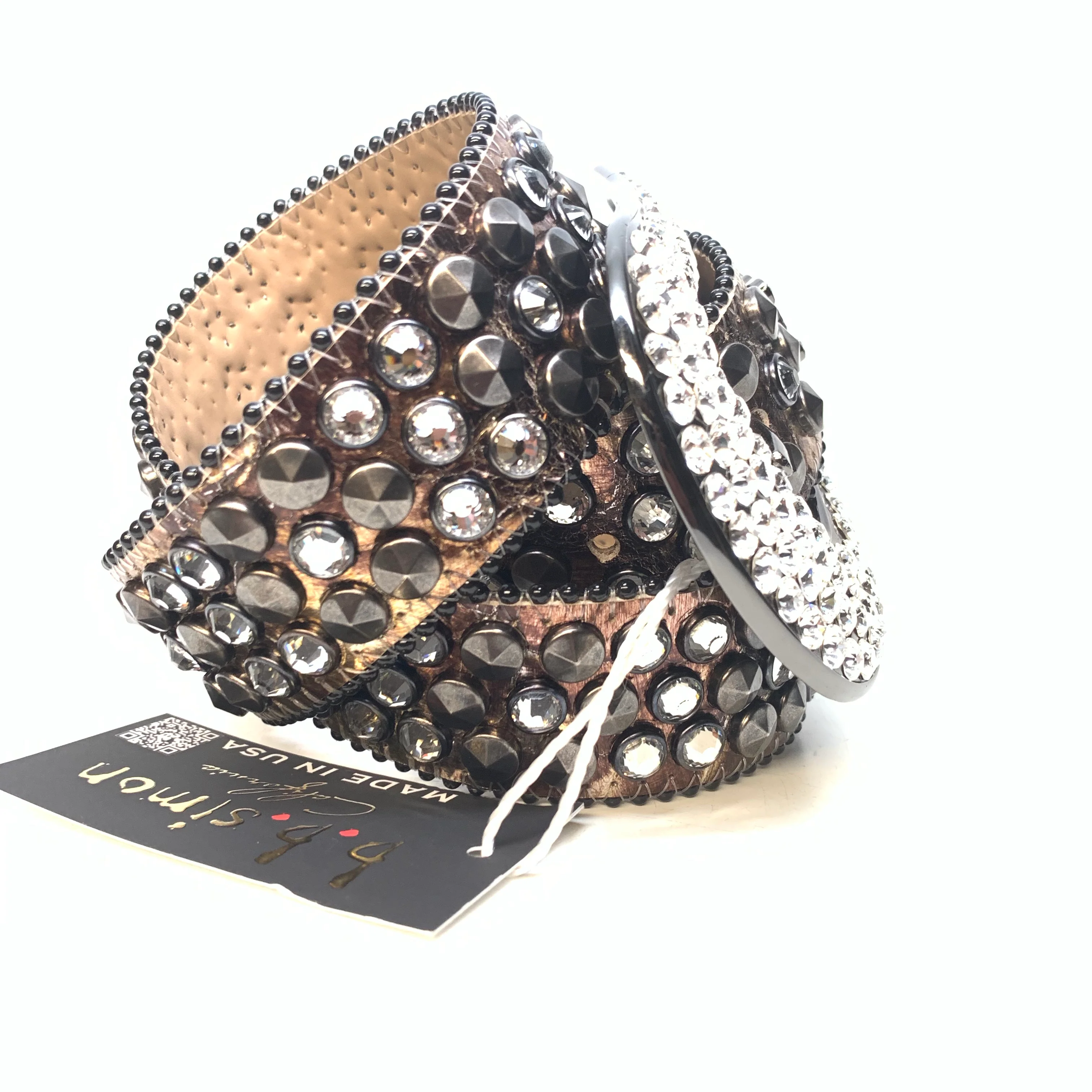 b.b. Simon Platinum Bronze Studded Crystal Belt - Image 4