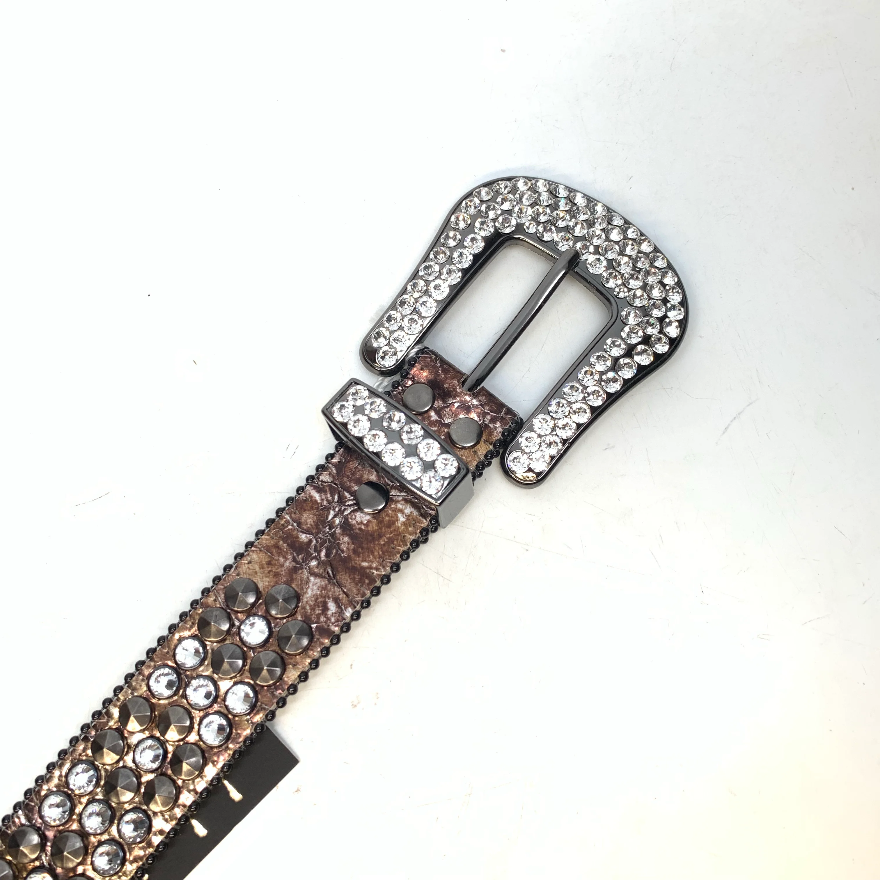 b.b. Simon Platinum Bronze Studded Crystal Belt - Image 5