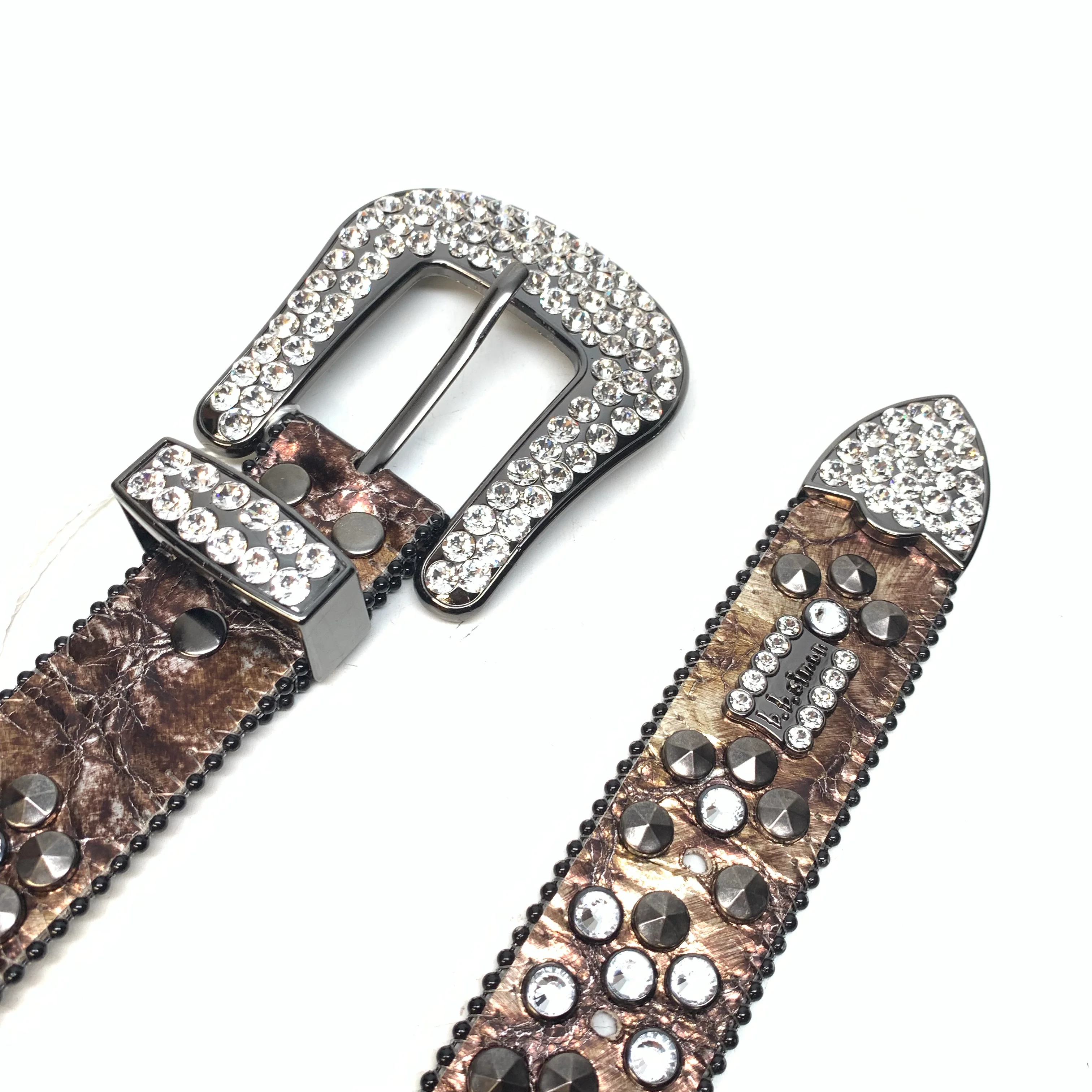 b.b. Simon Platinum Bronze Studded Crystal Belt - Image 8