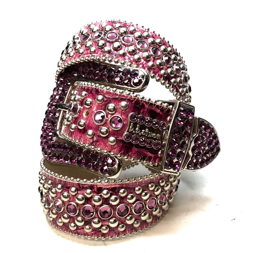b.b. Simon Purple Fully Loaded Leather Crystal Belt - Image 5