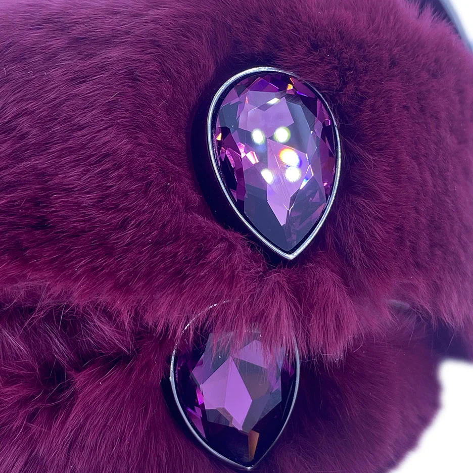 b.b. Simon Grape Purple Fur Crystal Belt - Image 3
