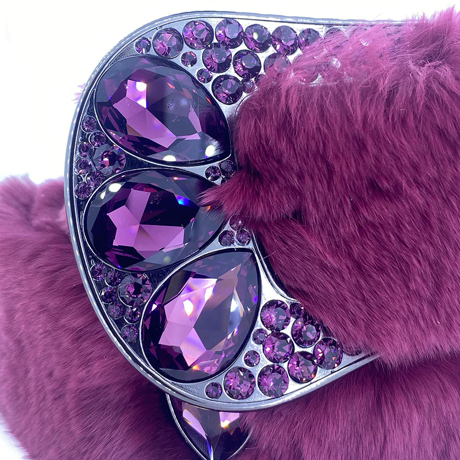 b.b. Simon Grape Purple Fur Crystal Belt - Image 4