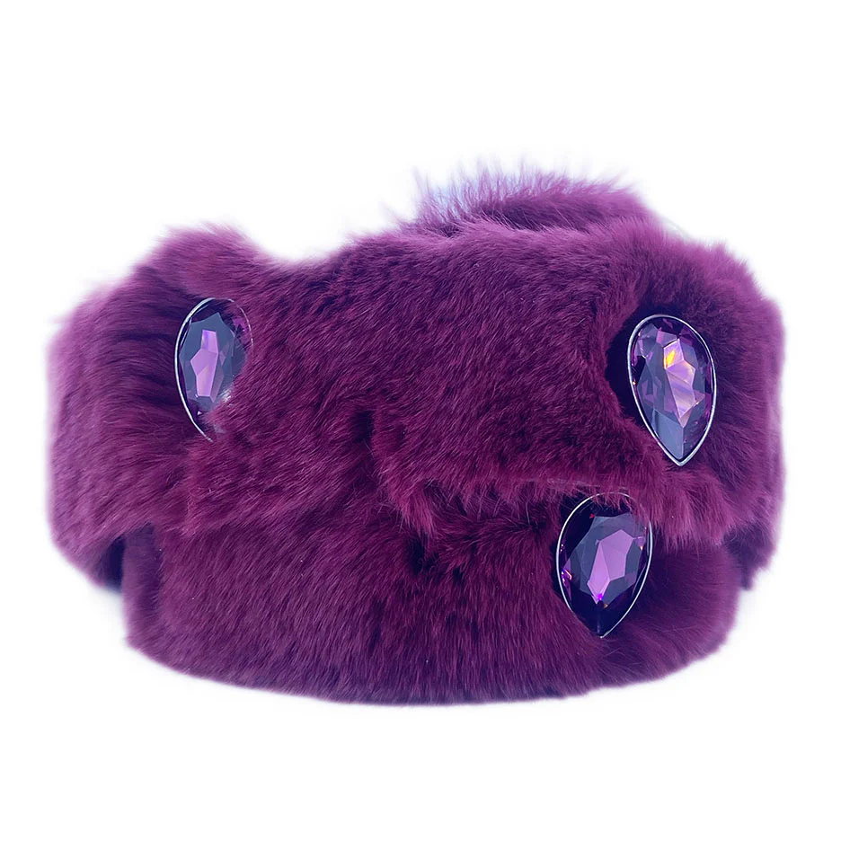 b.b. Simon Grape Purple Fur Crystal Belt - Image 5