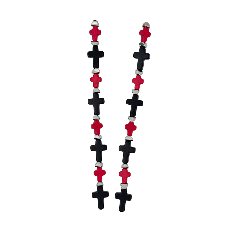 b.b. Simon Rounded Cross Necklace –Red/Black-Jet-SF - Image 3