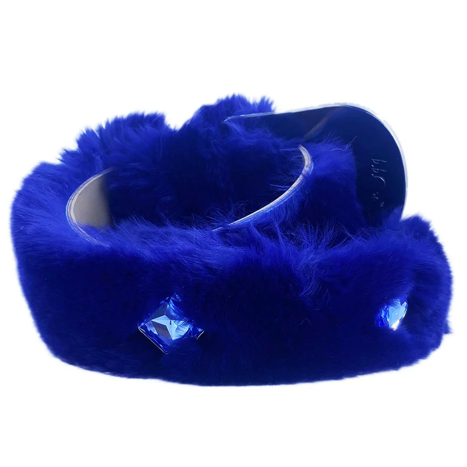 b.b. Simon Royal Blue Fur Swarovski Crystal Belt - Image 3