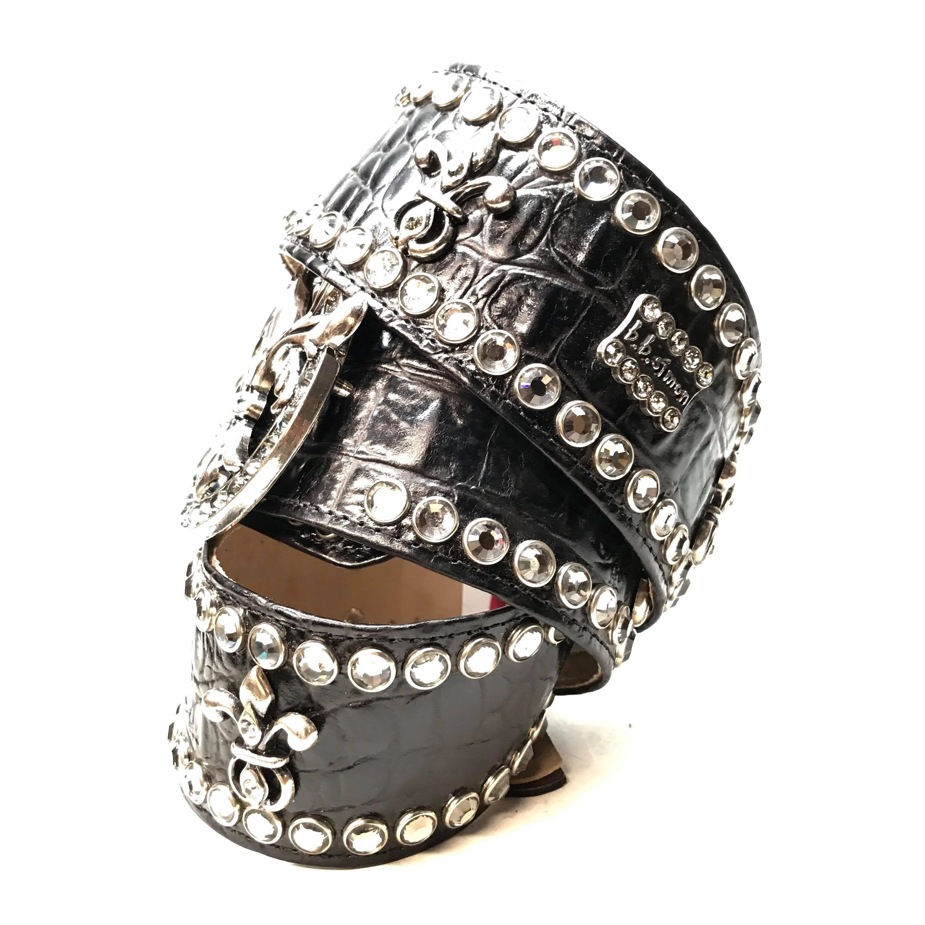 b.b. Simon 'Royal Croc' Black Thick 2.5" Crystal Belt - Image 3