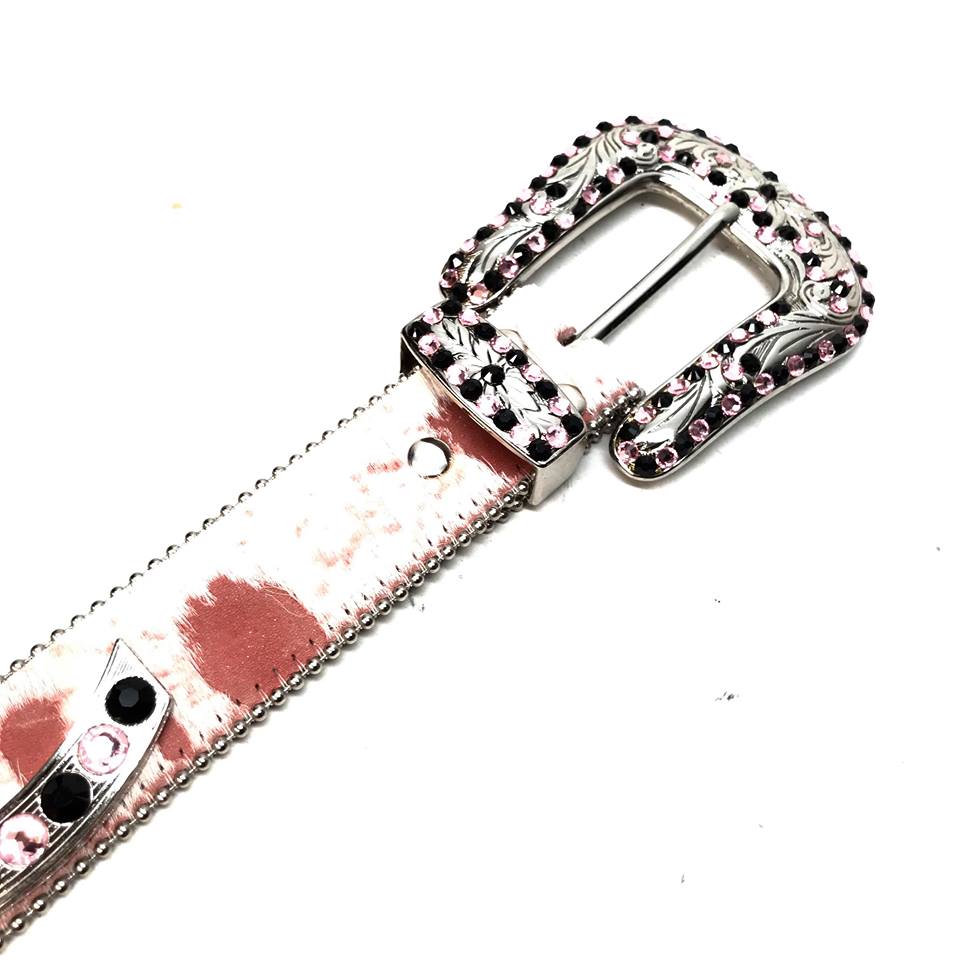 b.b. Simon Salmon/Black Pony Hair Crystal Belt - Image 4