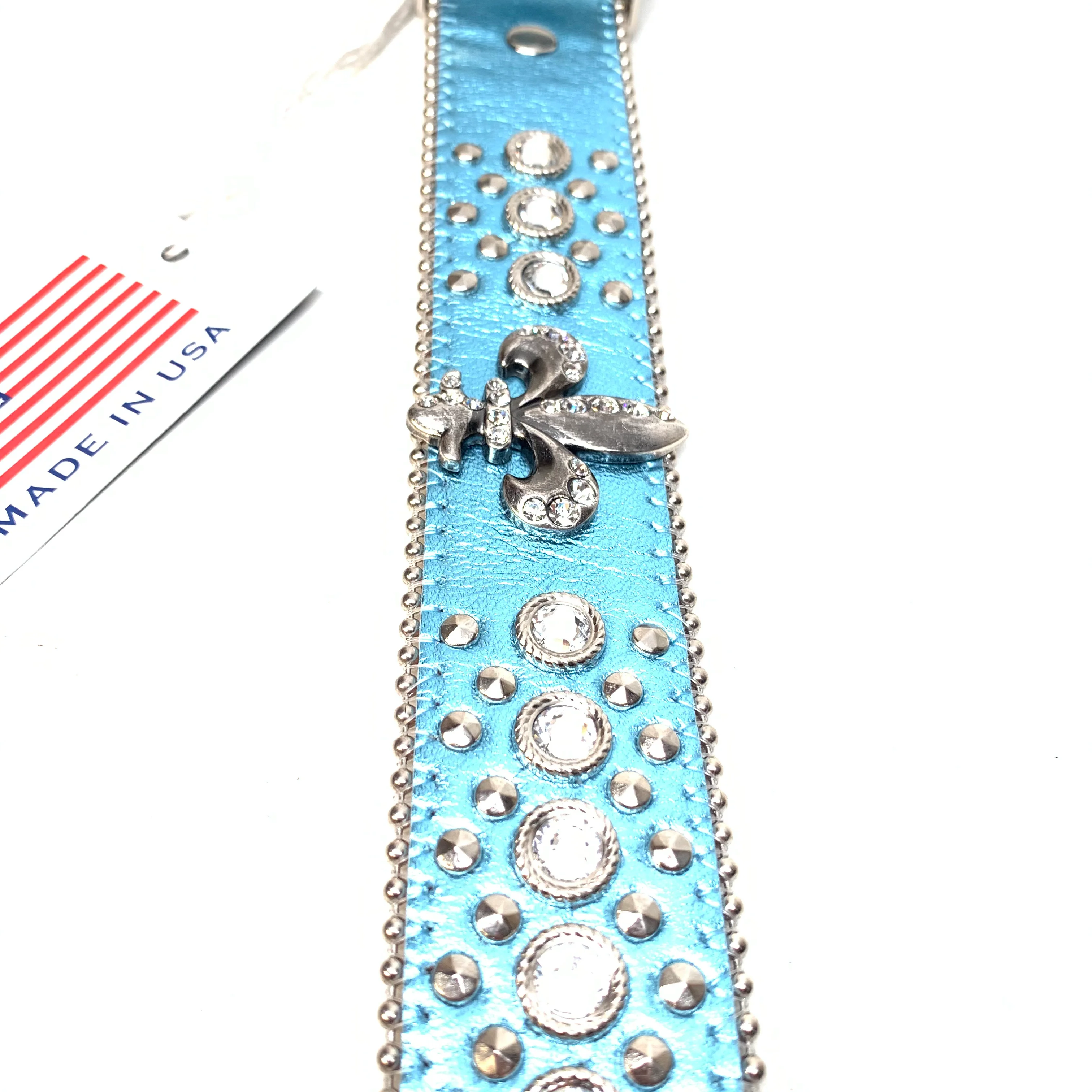 b.b. Simon Sea Blue fleur de lis Crystal Belt - Image 4