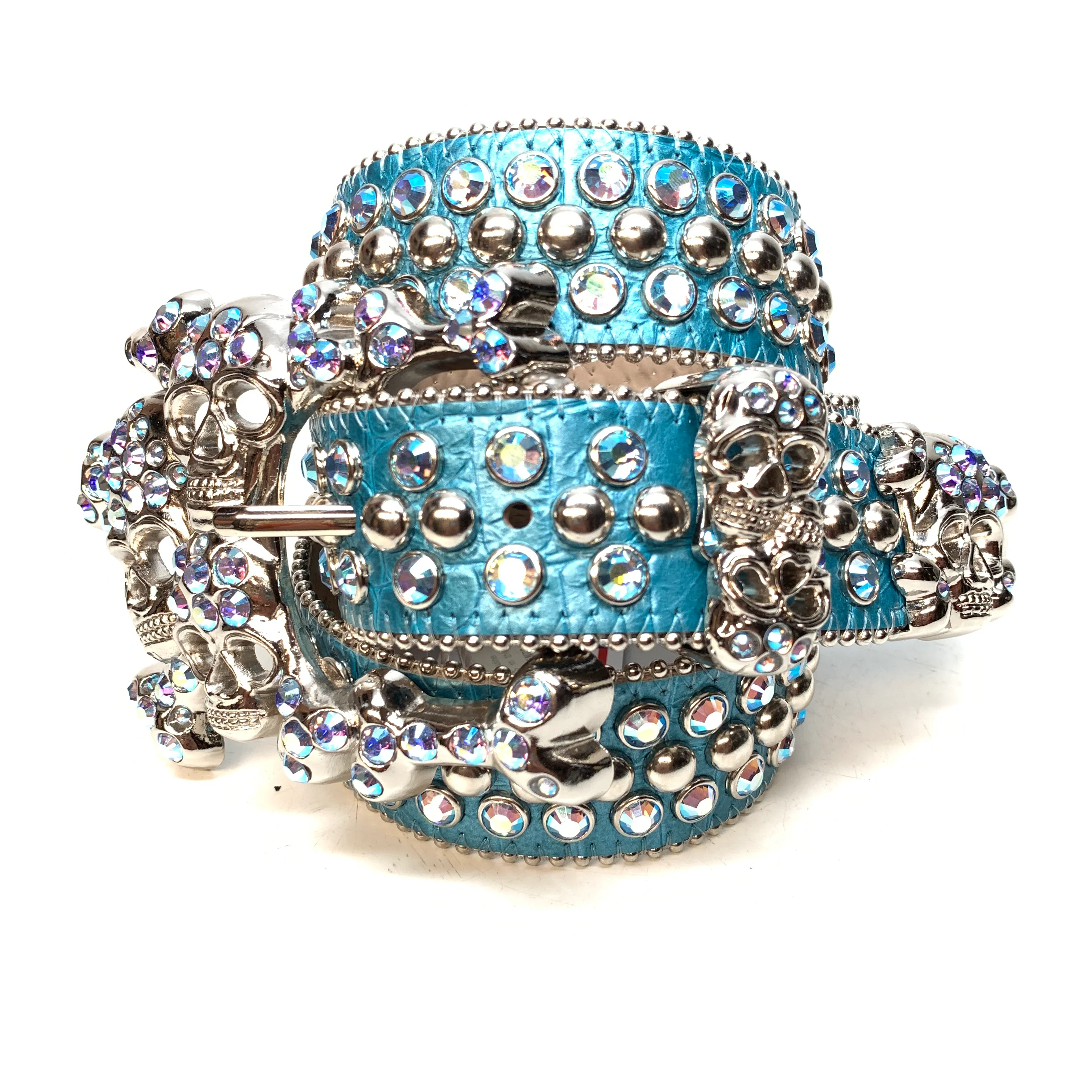 b.b. Simon Skull Ultramarine Blue Double Row Belt