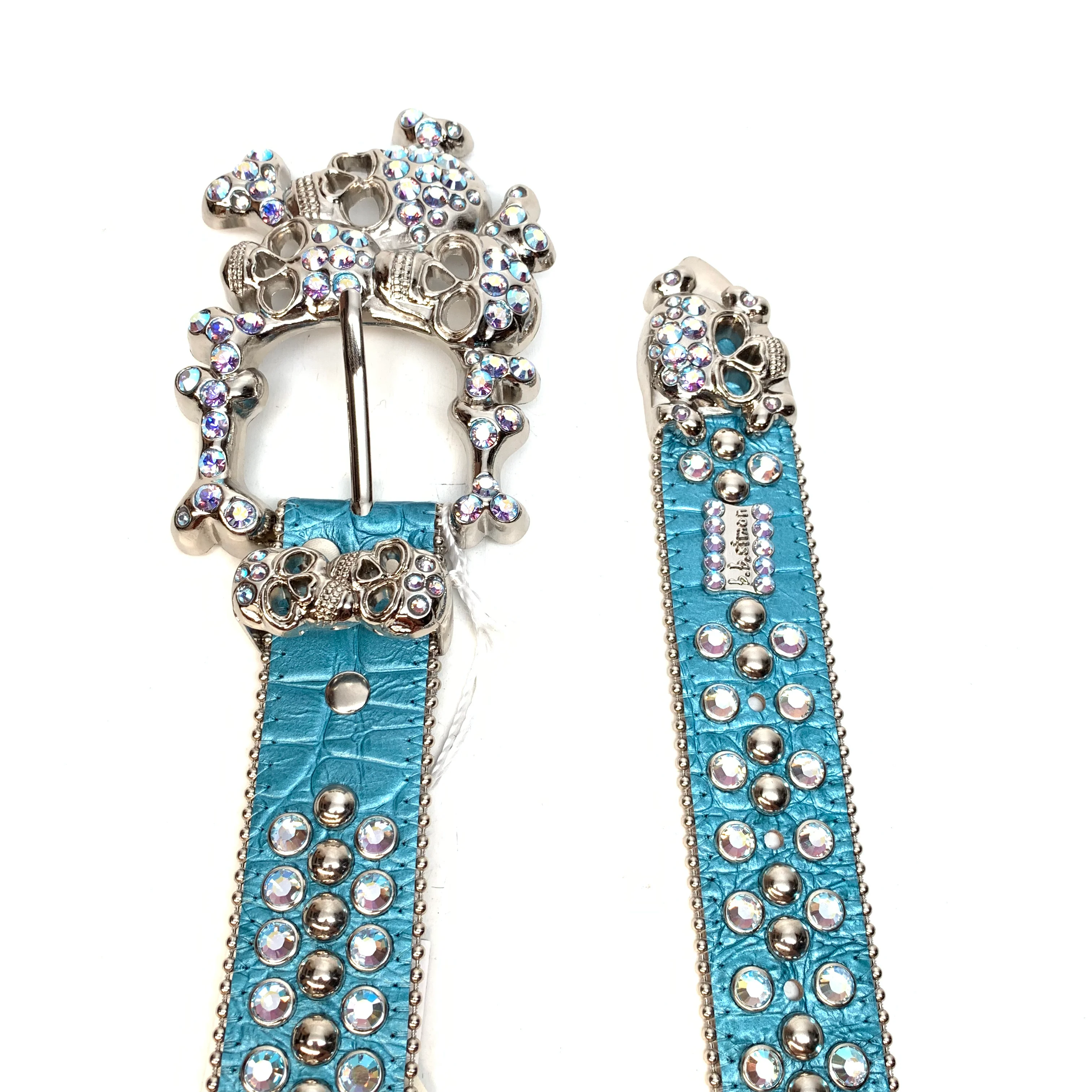 b.b. Simon Skull Ultramarine Blue Double Row Belt - Image 6