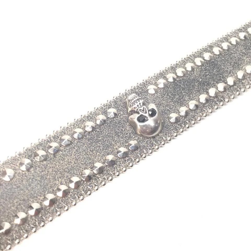 b.b. Simon Grey Double Studded Skull Crystal Belt - Image 2