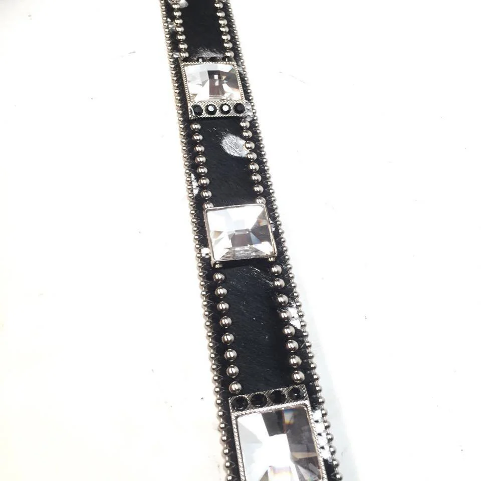 b.b. Simon 338-A94 Black Pony Hair Crystal Belt - Image 2