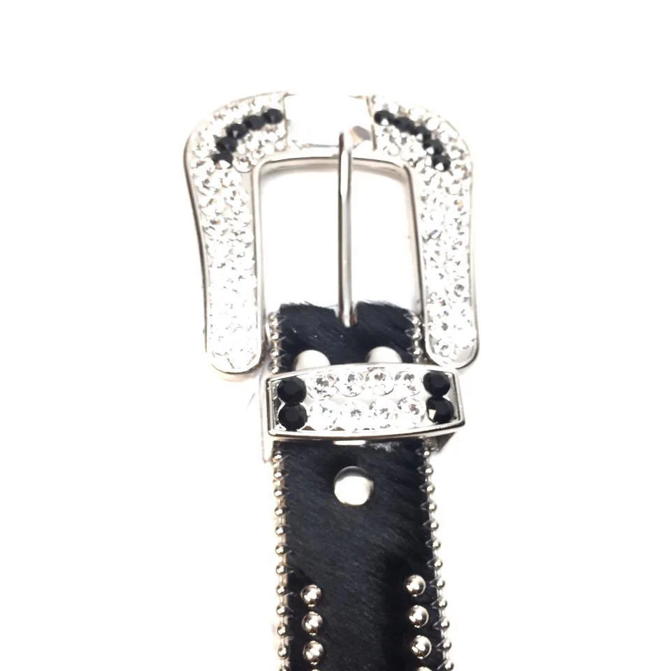 b.b. Simon 338-A94 Black Pony Hair Crystal Belt - Image 5