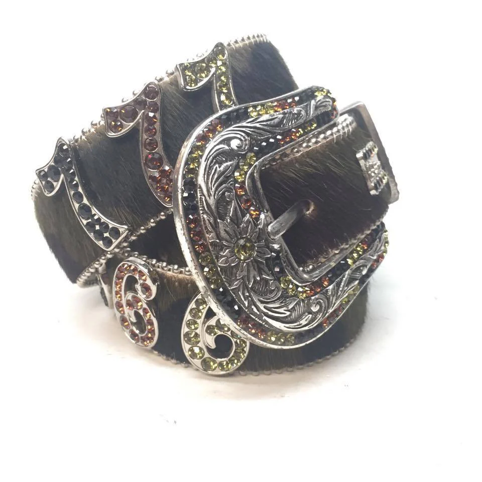 b.b. Simon "Camo Pony Hair Numbers" Crystal Belt - Image 7