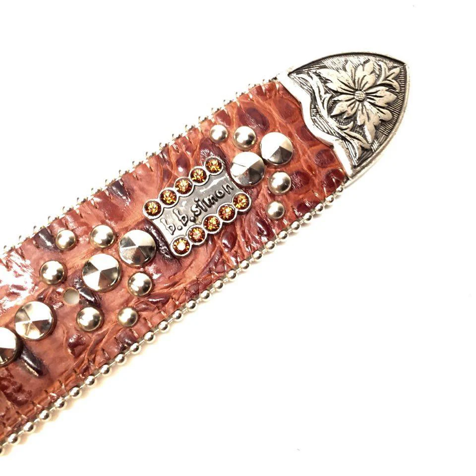 b.b. Simon Brown Skull Croco Crystal Belt - Image 4