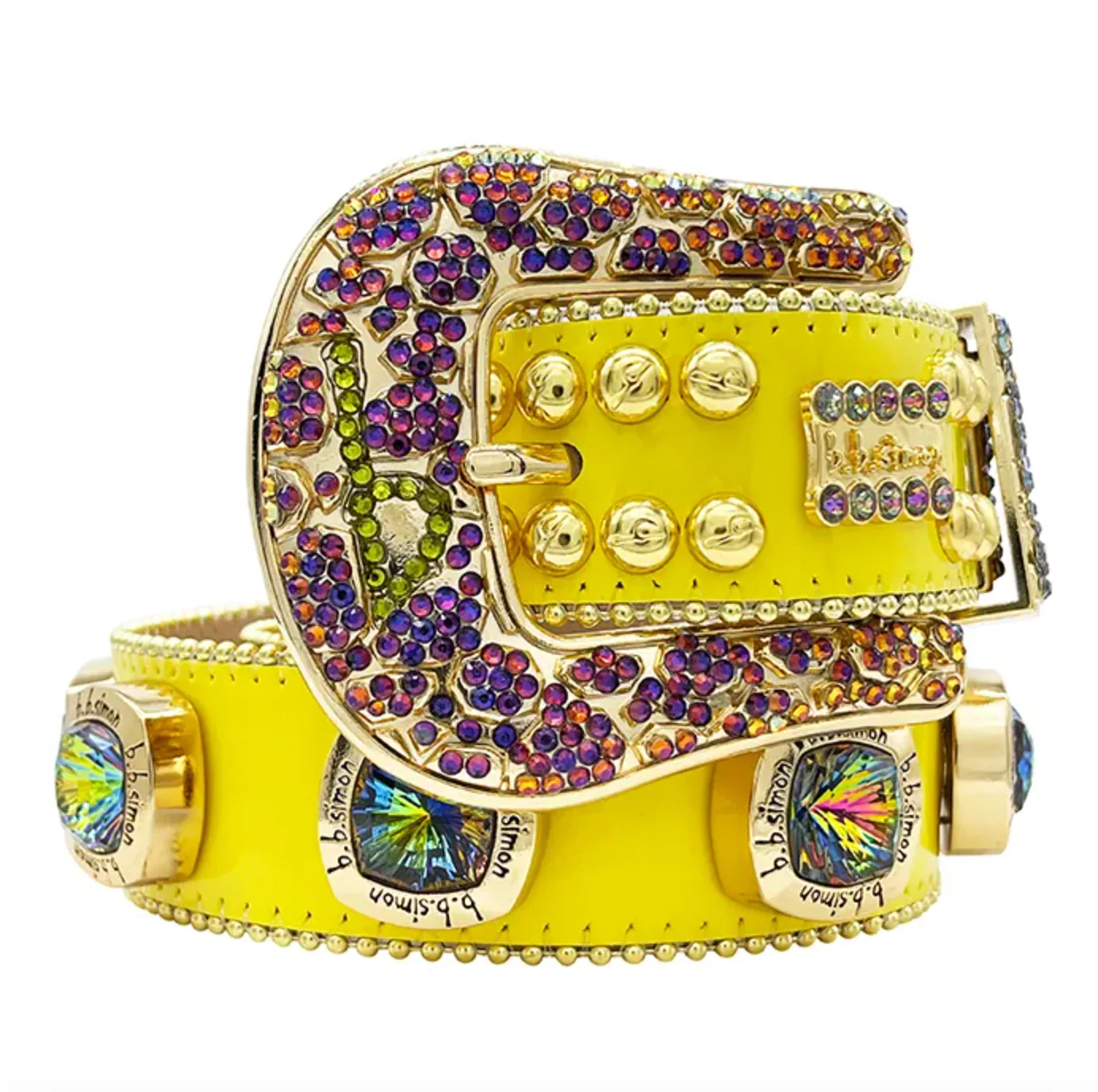 b.b. Simon Triple ‘b’ Champion – Yellow Volcano Crystal Belt - Image 2