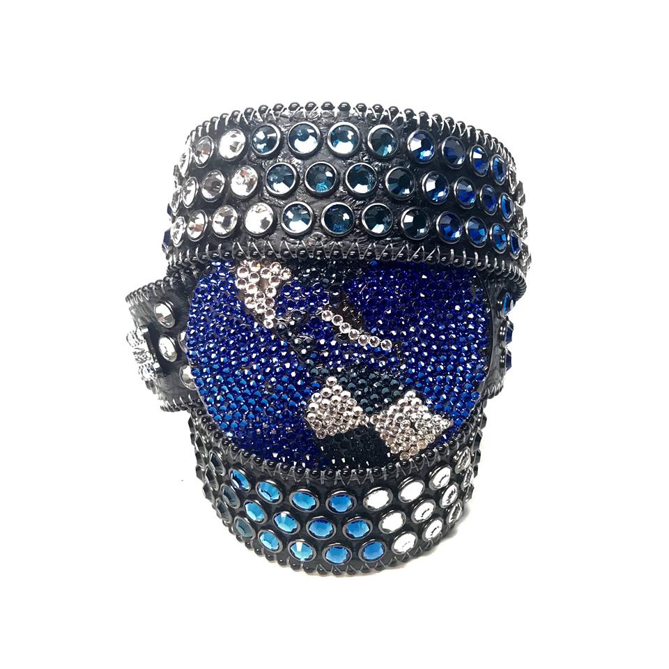 b.b. Simon Triple Row Blue Globe Buckle Belt - Image 9