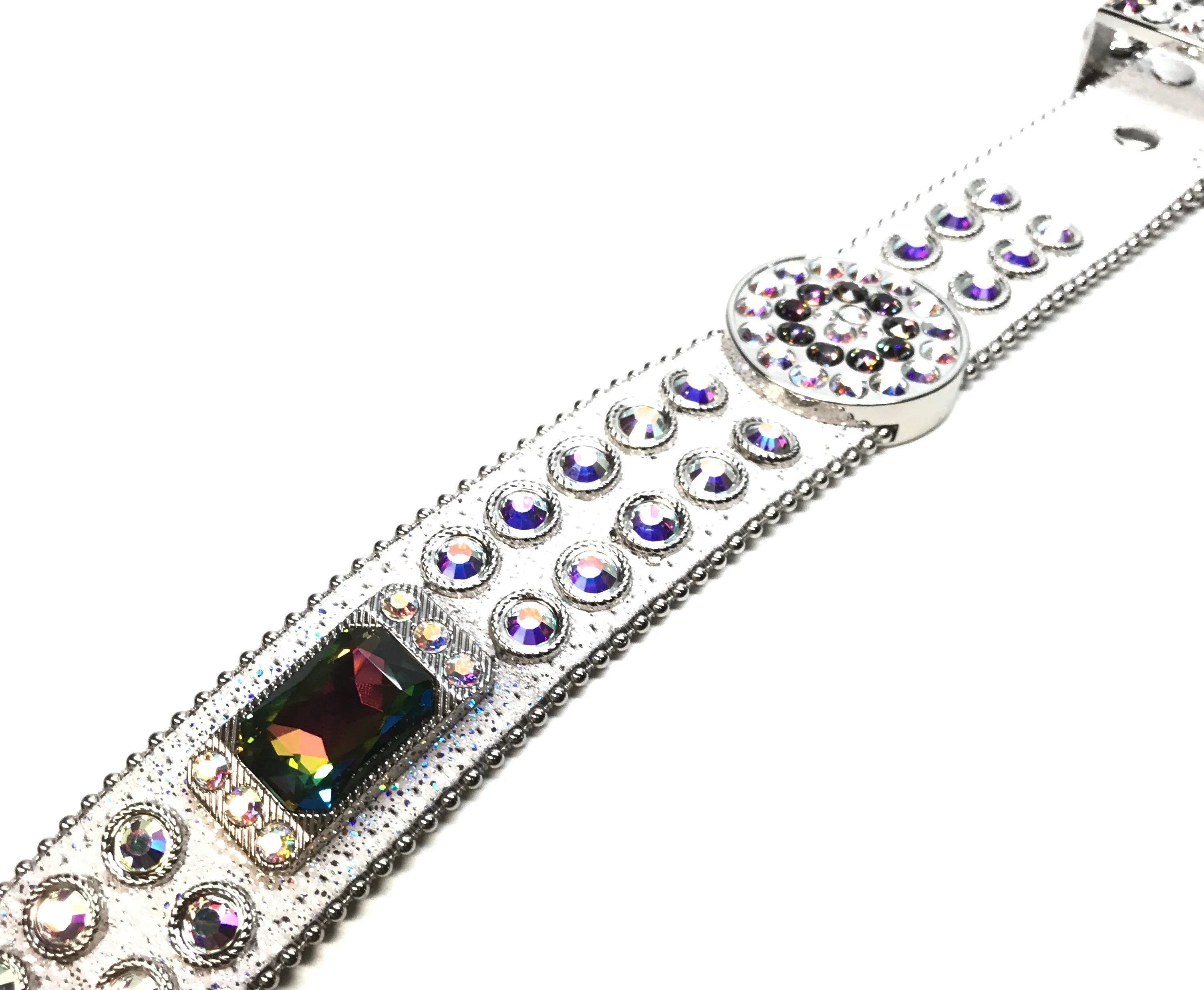 b.b. Simon White Iridescent Big Block Crystal Belt - Image 10