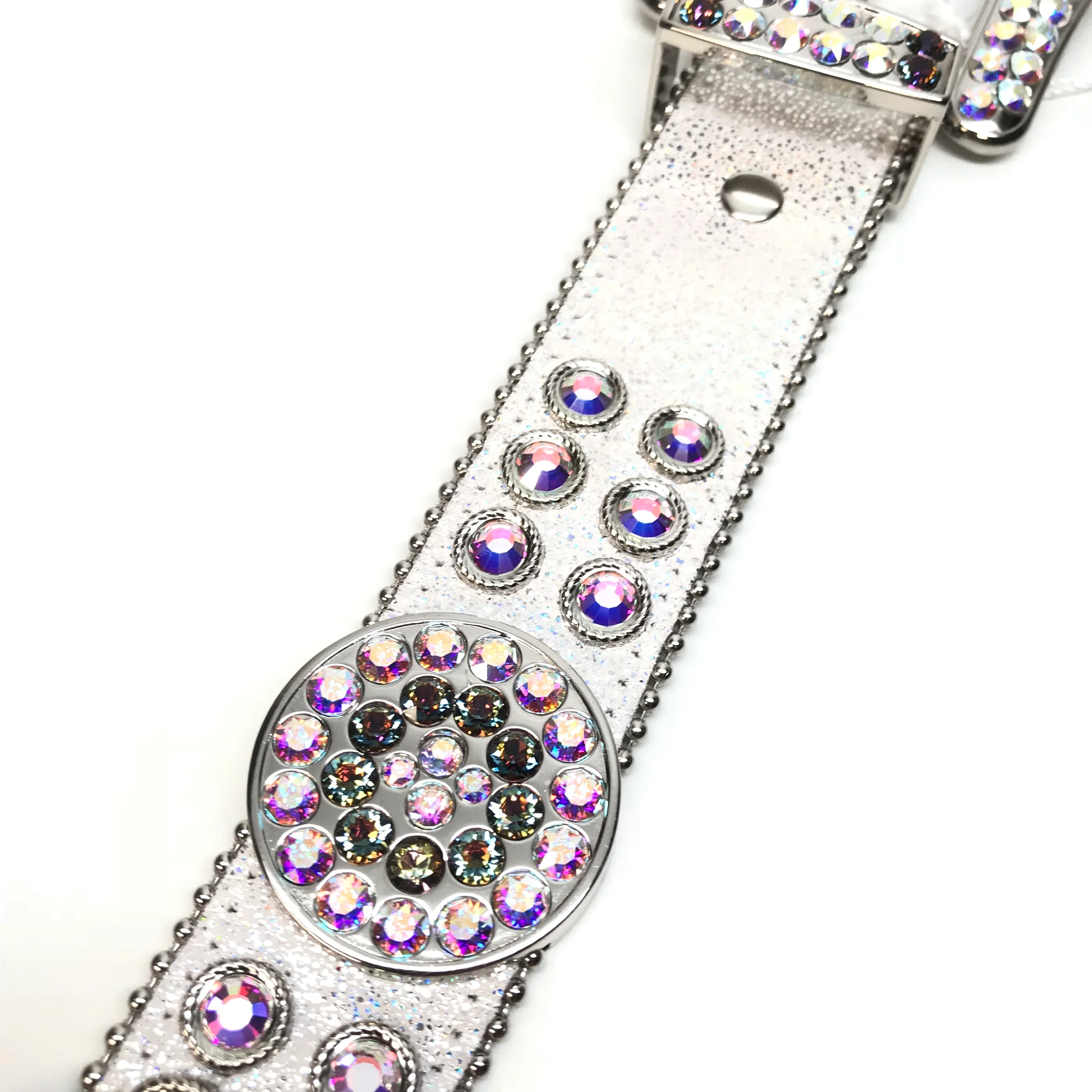 b.b. Simon White Iridescent Big Block Crystal Belt - Image 6