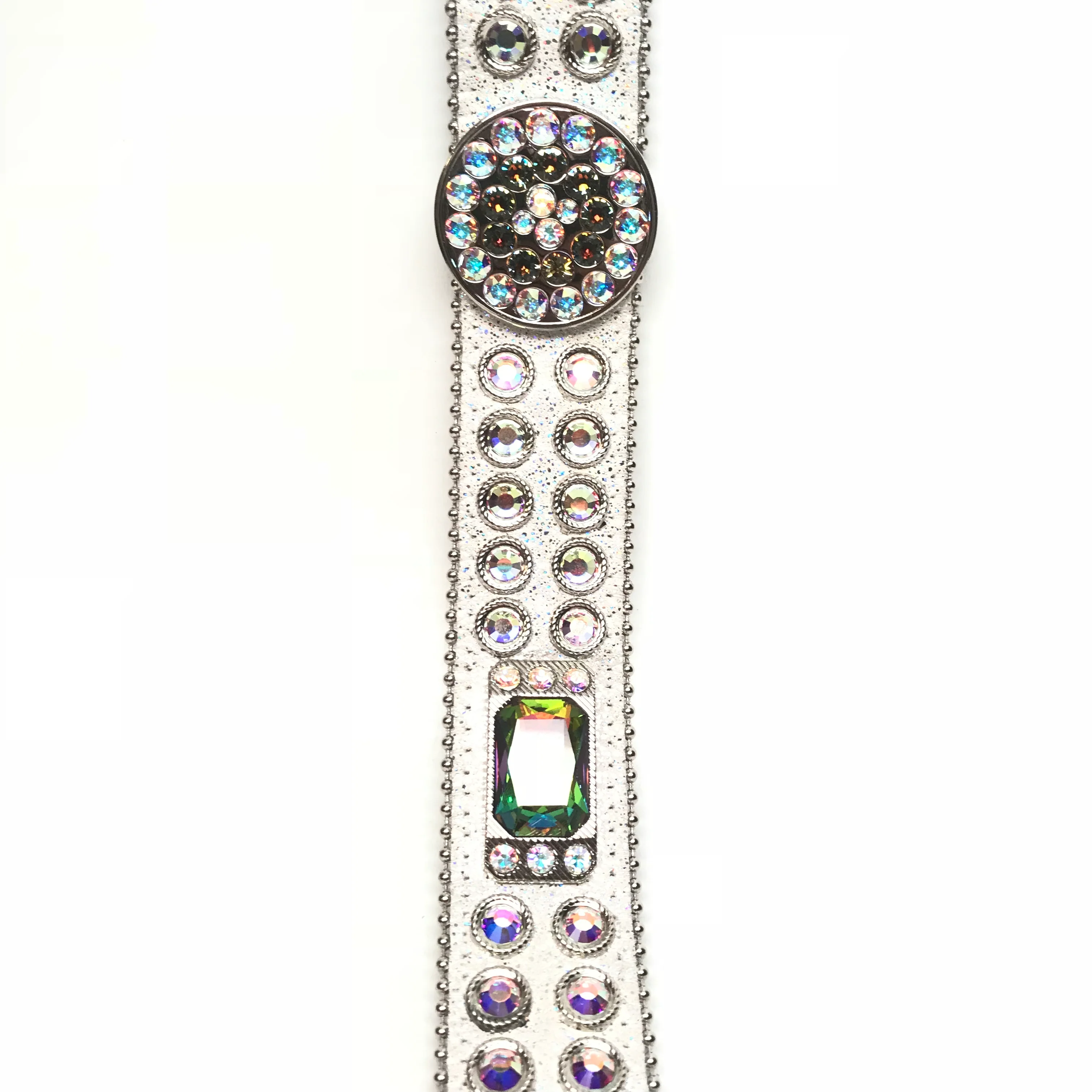b.b. Simon White Iridescent Big Block Crystal Belt - Image 7