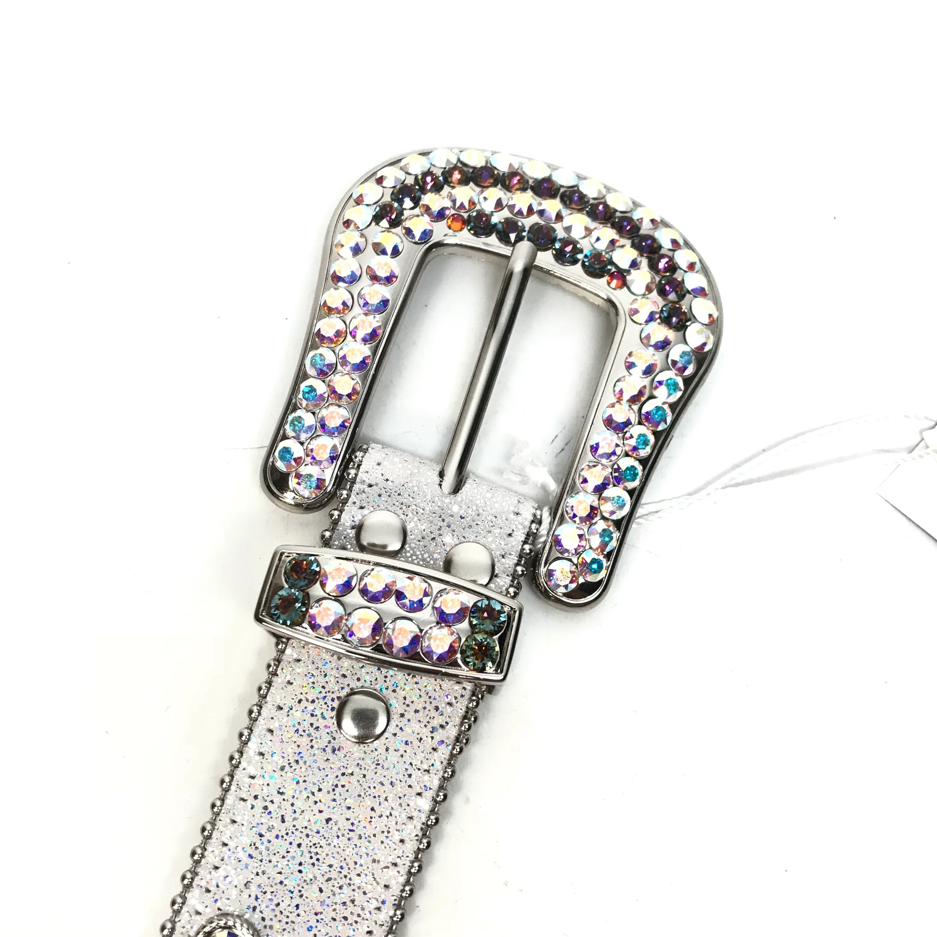 b.b. Simon White Iridescent Big Block Crystal Belt - Image 8