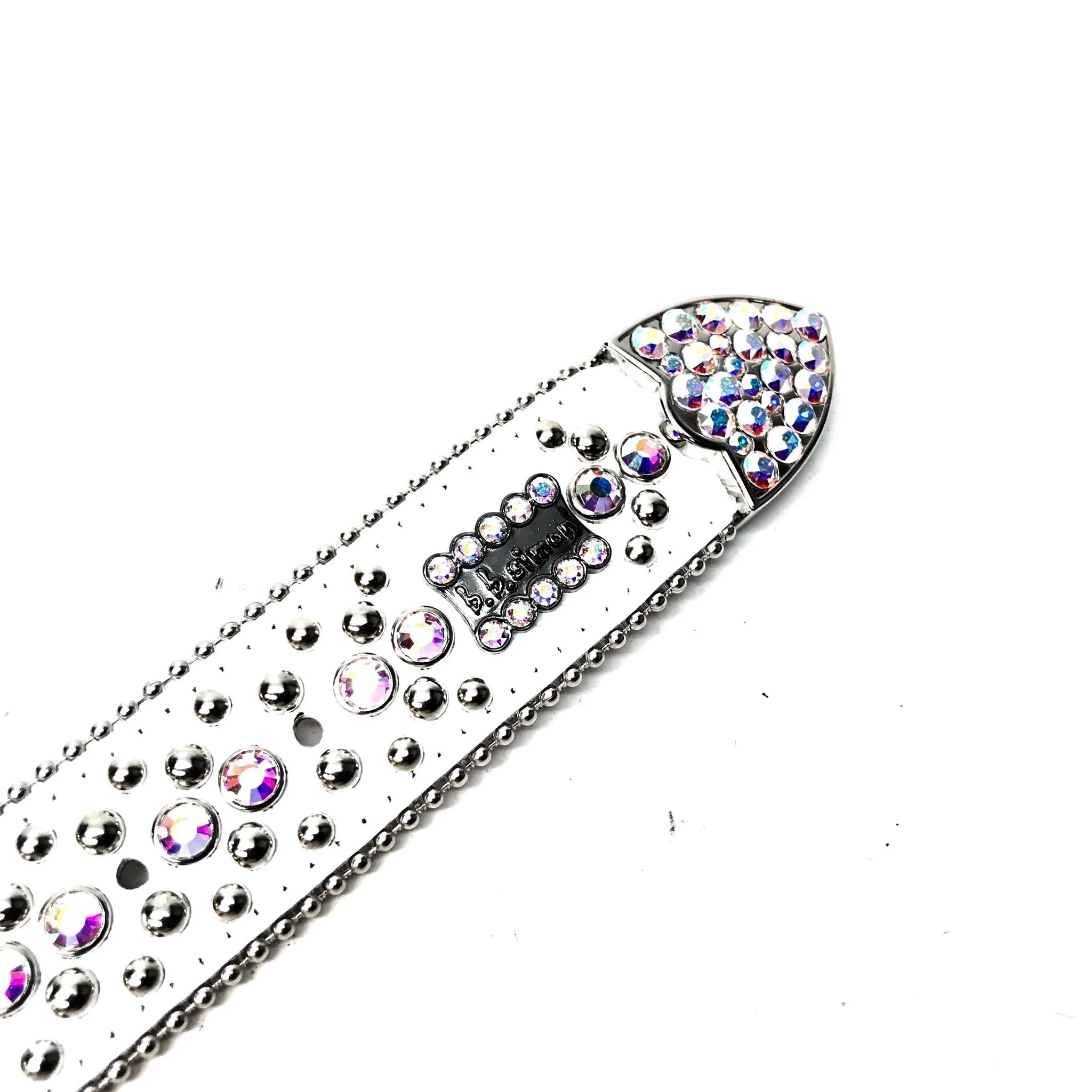 b.b. Simon 'White Magic' Full Iridescent Crystal Belt - Image 3