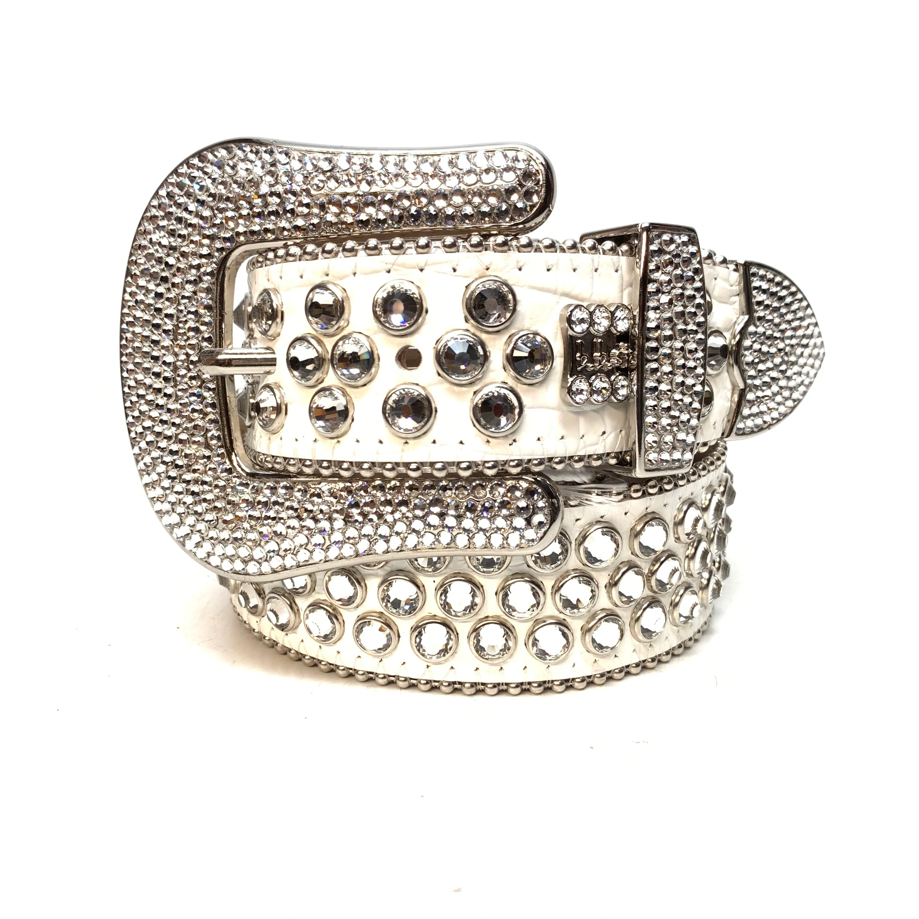 b.b. Simon White Silver 3-Row Crystal Belt - Image 3