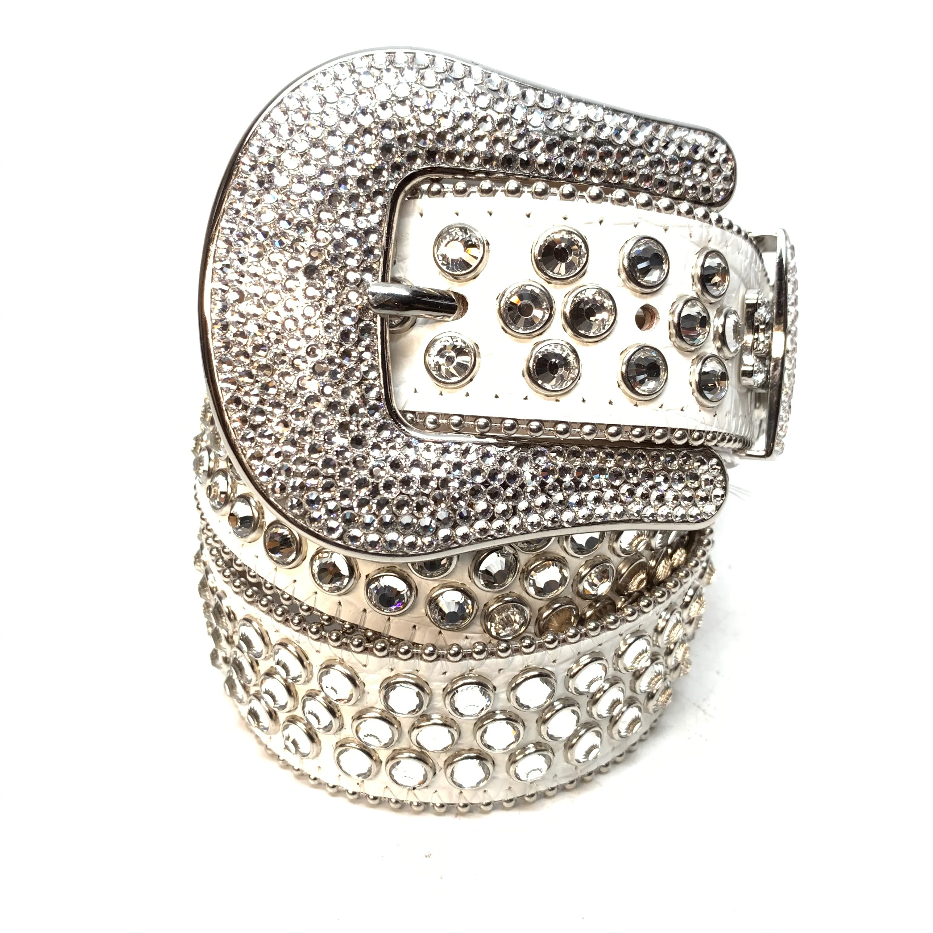 b.b. Simon White Silver 3-Row Crystal Belt - Image 5