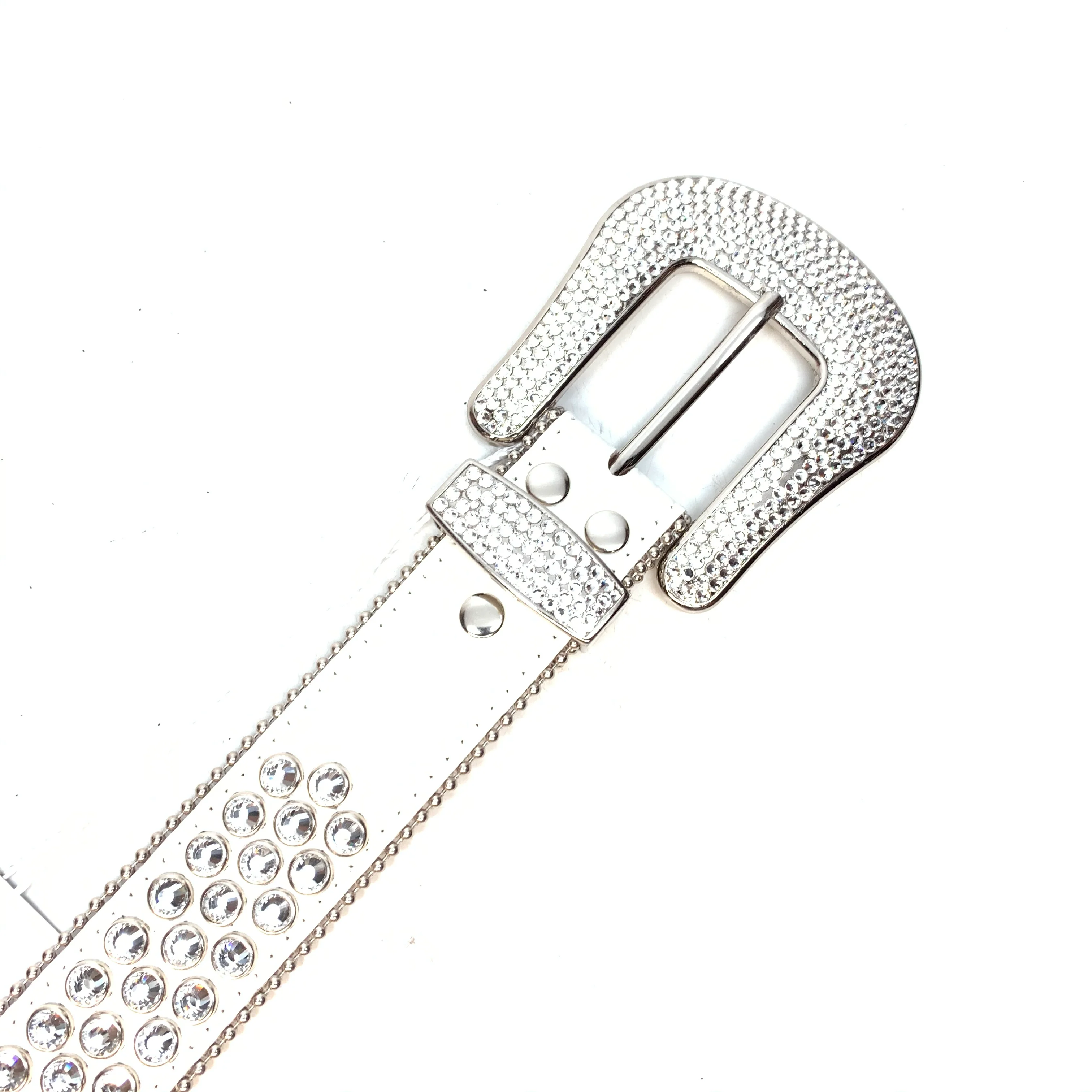 b.b. Simon White Silver 3-Row Crystal Belt - Image 7