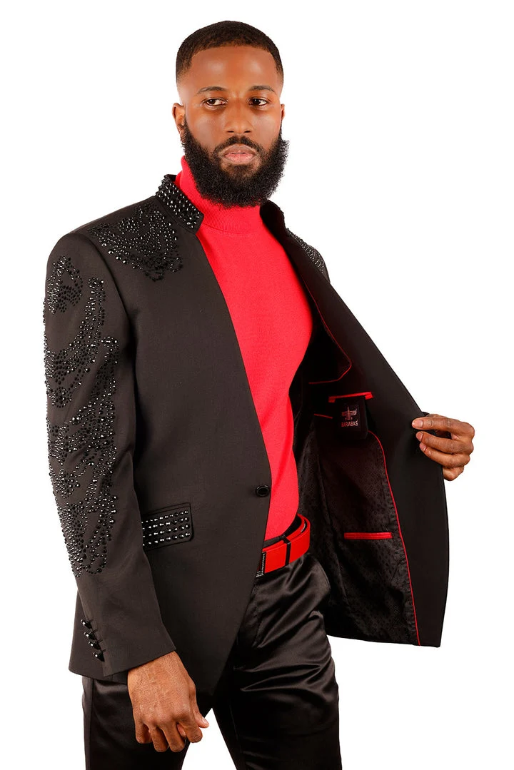 Barabas Elite Black FORMALITY DRAPE Crystal Blazer - Image 3