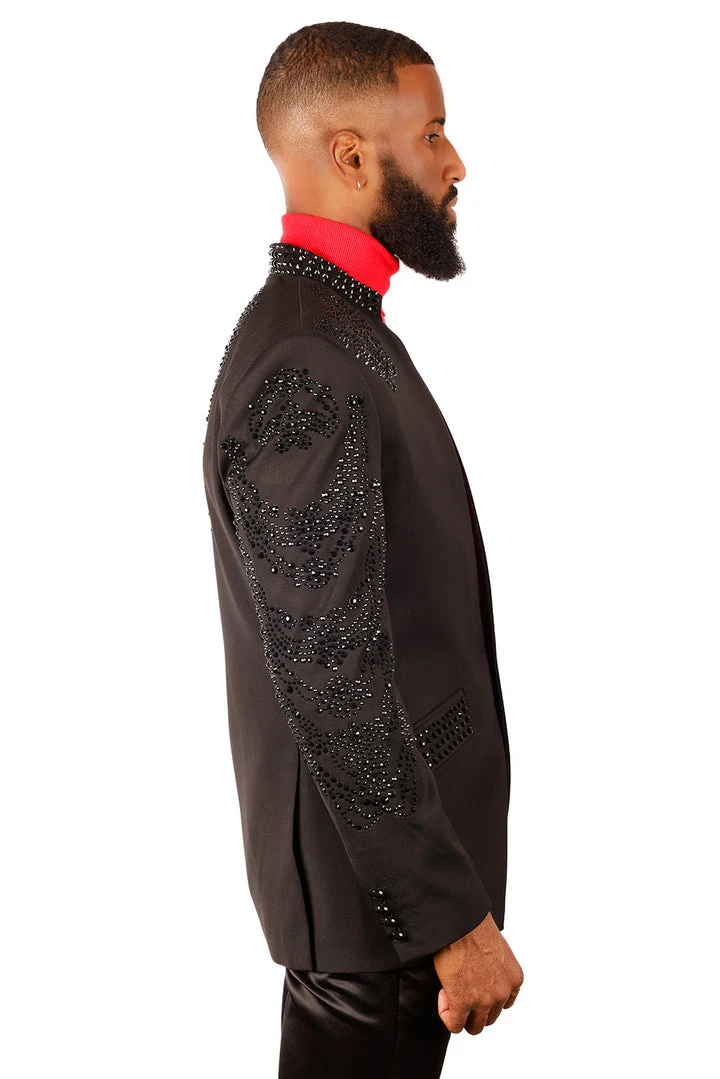 Barabas Elite Black FORMALITY DRAPE Crystal Blazer - Image 4
