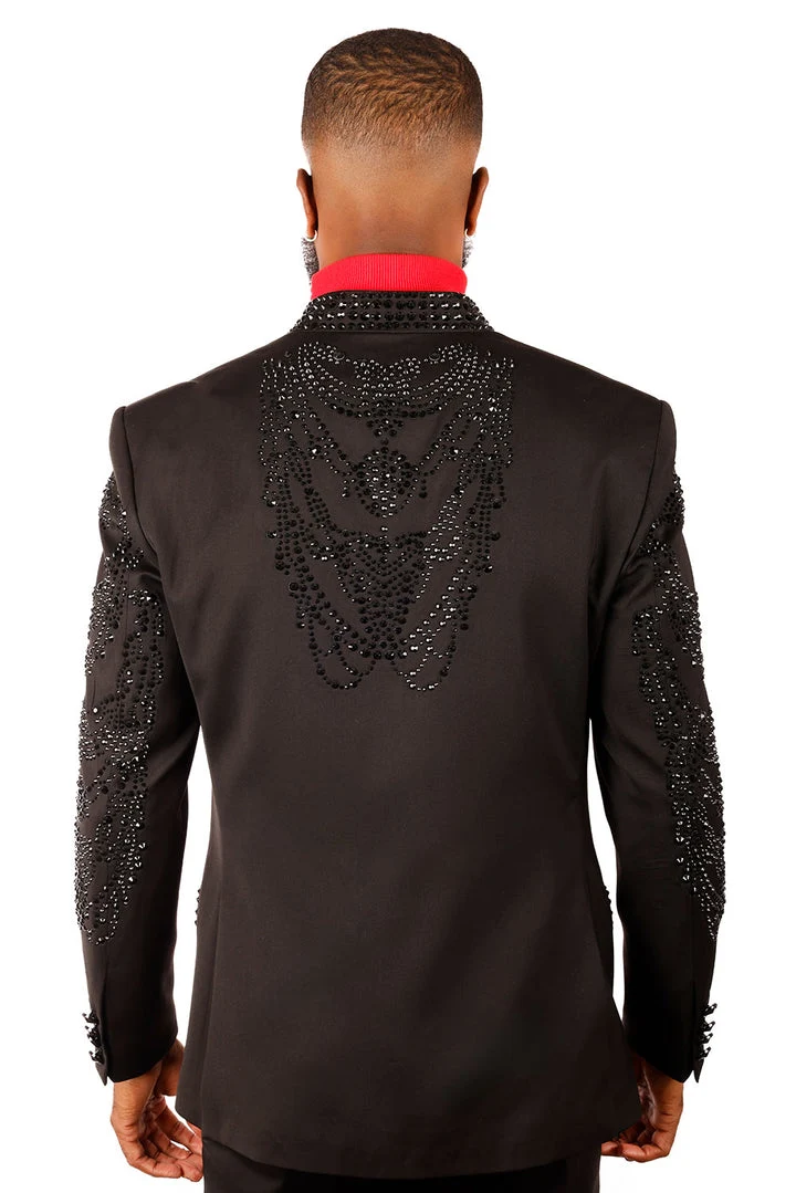 Barabas Elite Black FORMALITY DRAPE Crystal Blazer - Image 5