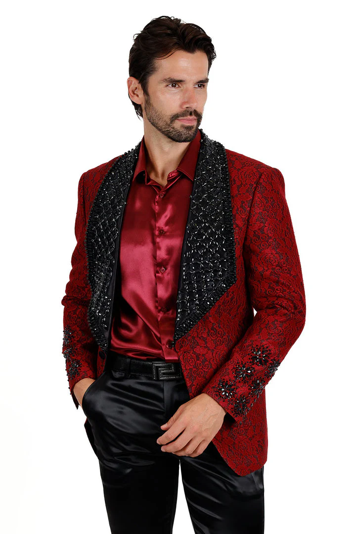 Barabas Elite Red Black STIFF WAY Crystal Blazer - Image 2