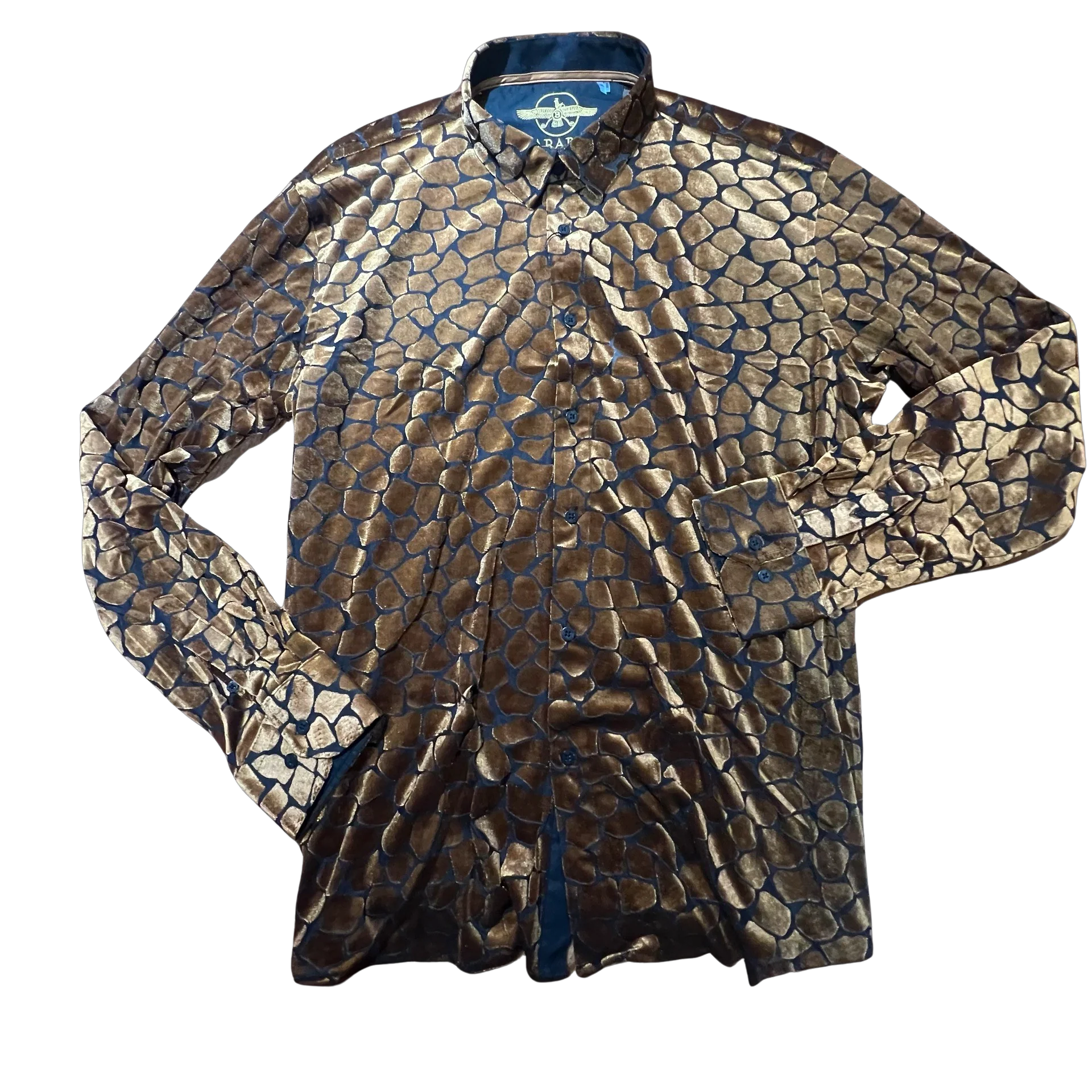 Barabas Rock Formation Velvet Button Up Shirt - Image 7