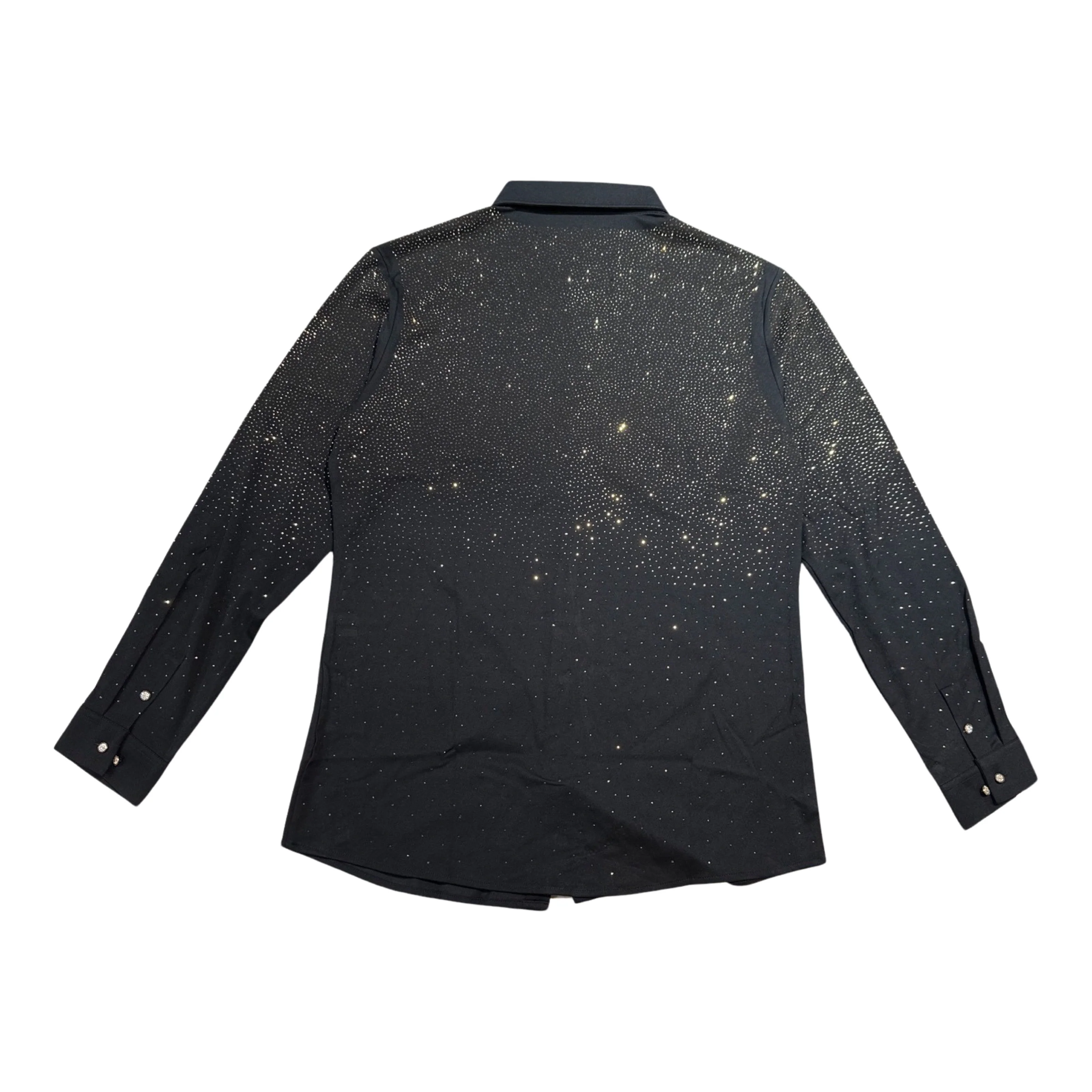 Barocco Black/Gold Fully Loaded Crystal Button Up Shirt - Image 5