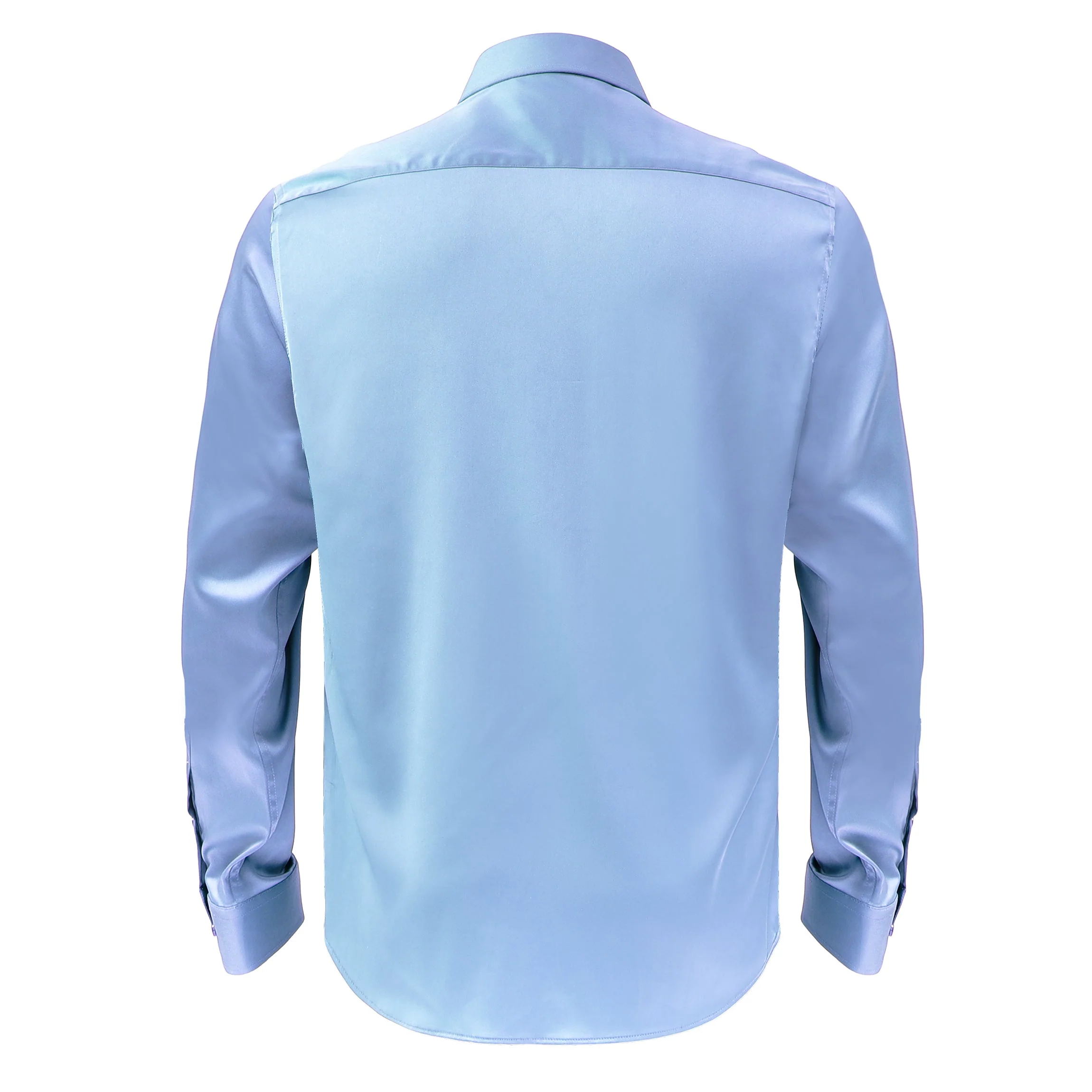 Barocco Luxe Satin Stretch Shirt SKY BLUE - Image 2