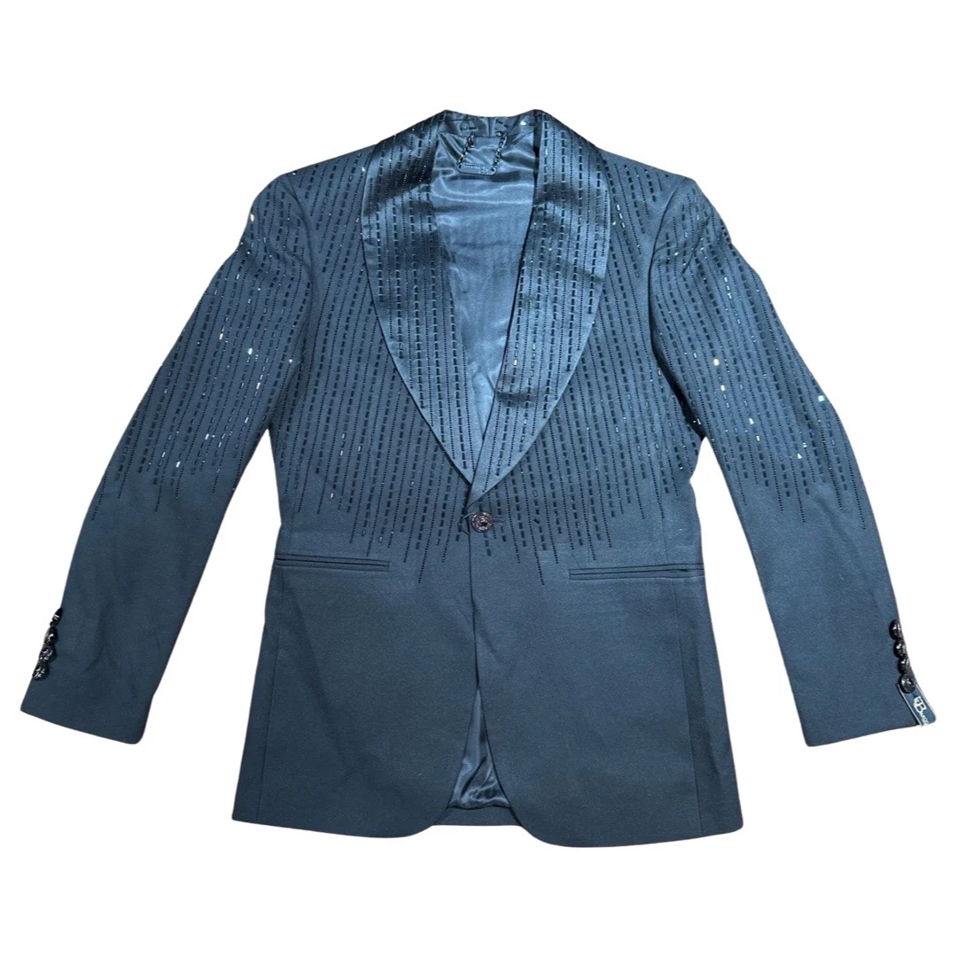 Barocco Men's Black Crystal Rain Blazer - Image 4