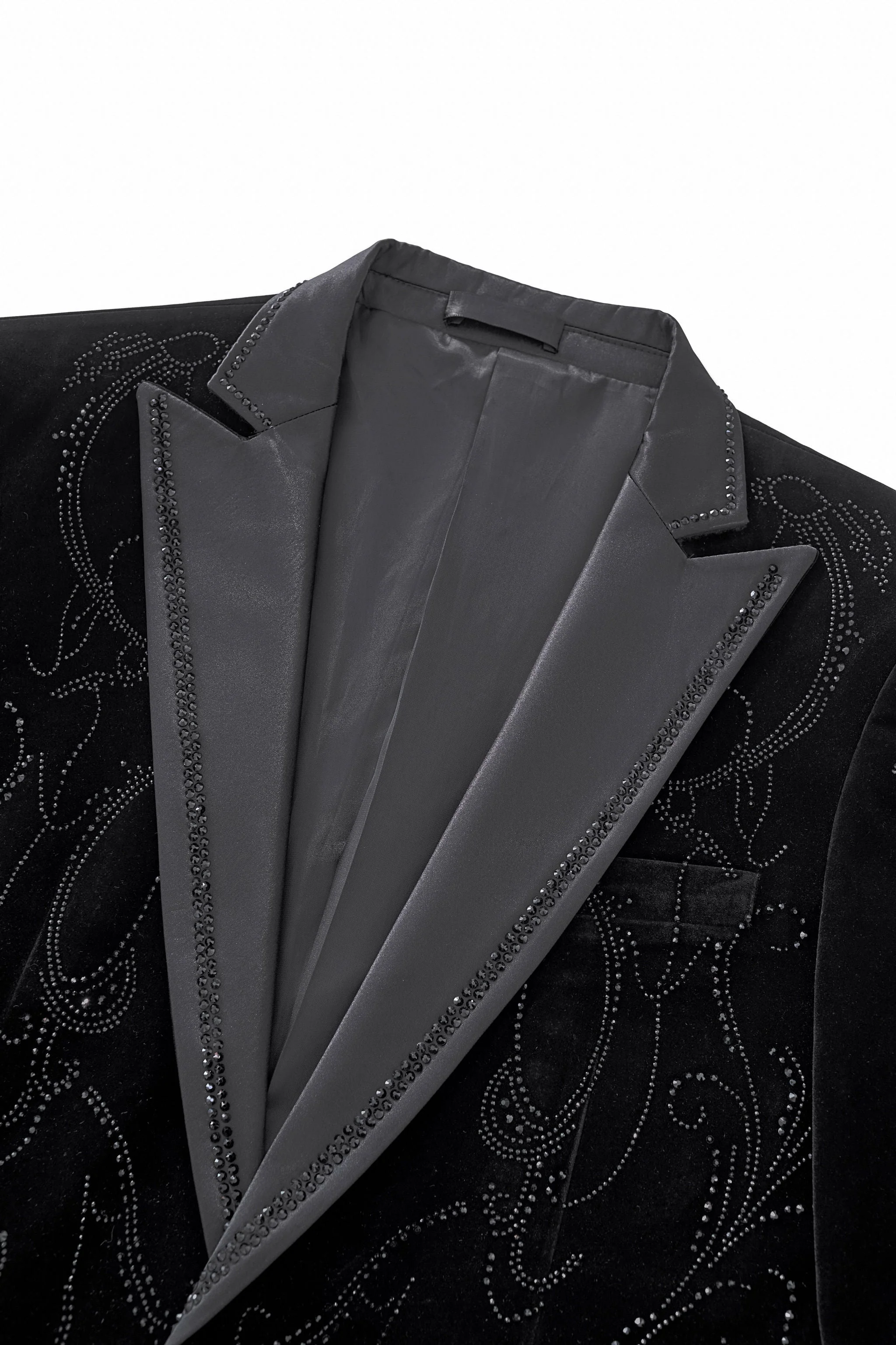 Barocco Valent Noir Velvet Blazer BLACK - Image 3