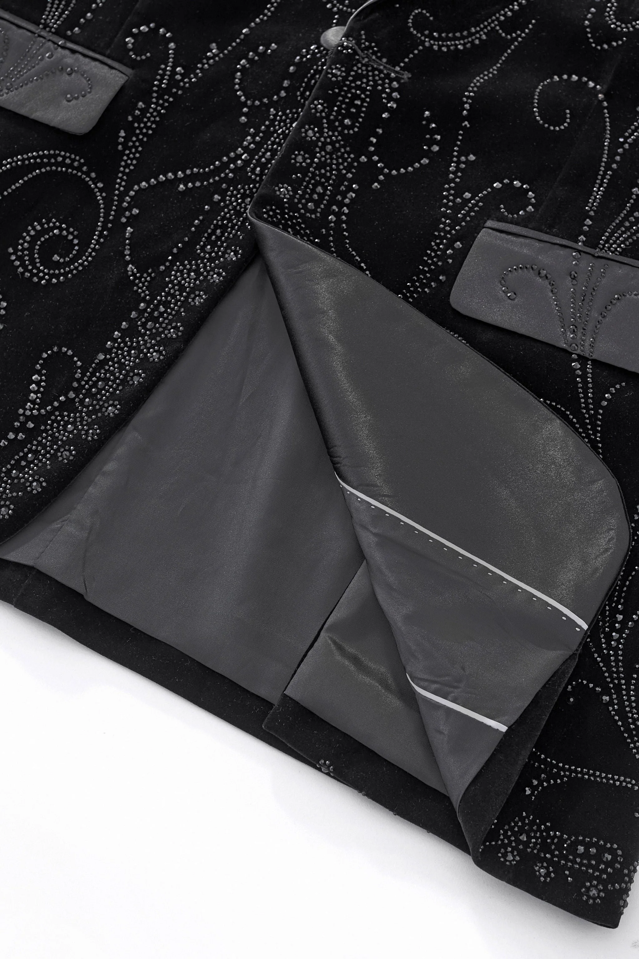 Barocco Valent Noir Velvet Blazer BLACK - Image 8