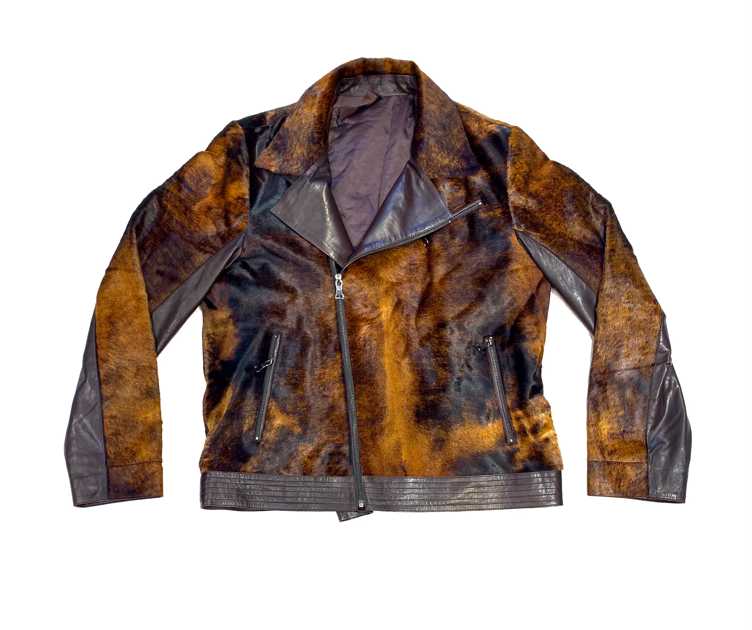 Barya NewYork Chocolate Brown Pony Hair Biker Jacket - Image 4