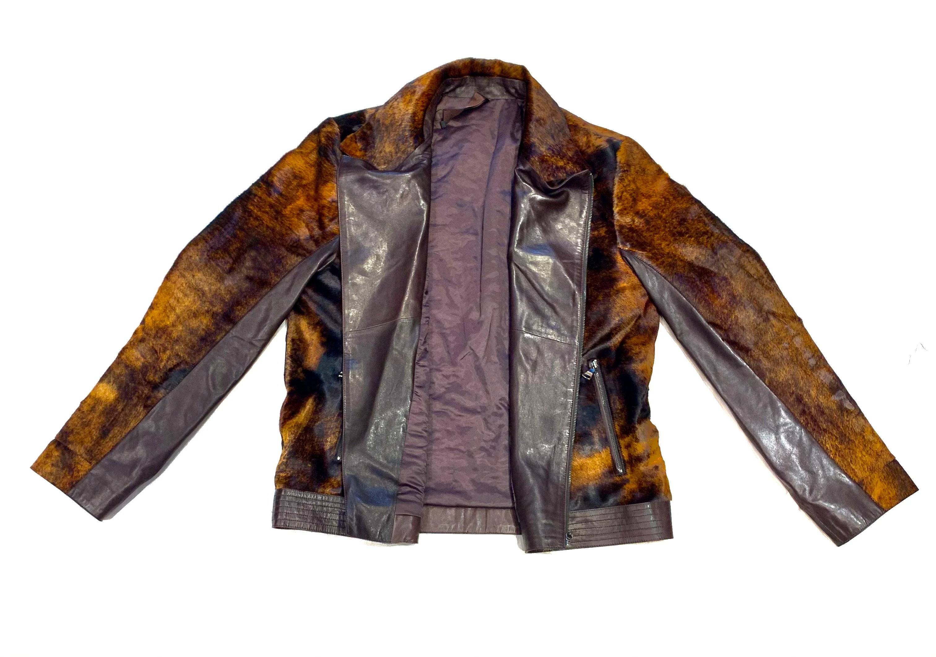 Barya NewYork Chocolate Brown Pony Hair Biker Jacket - Image 5
