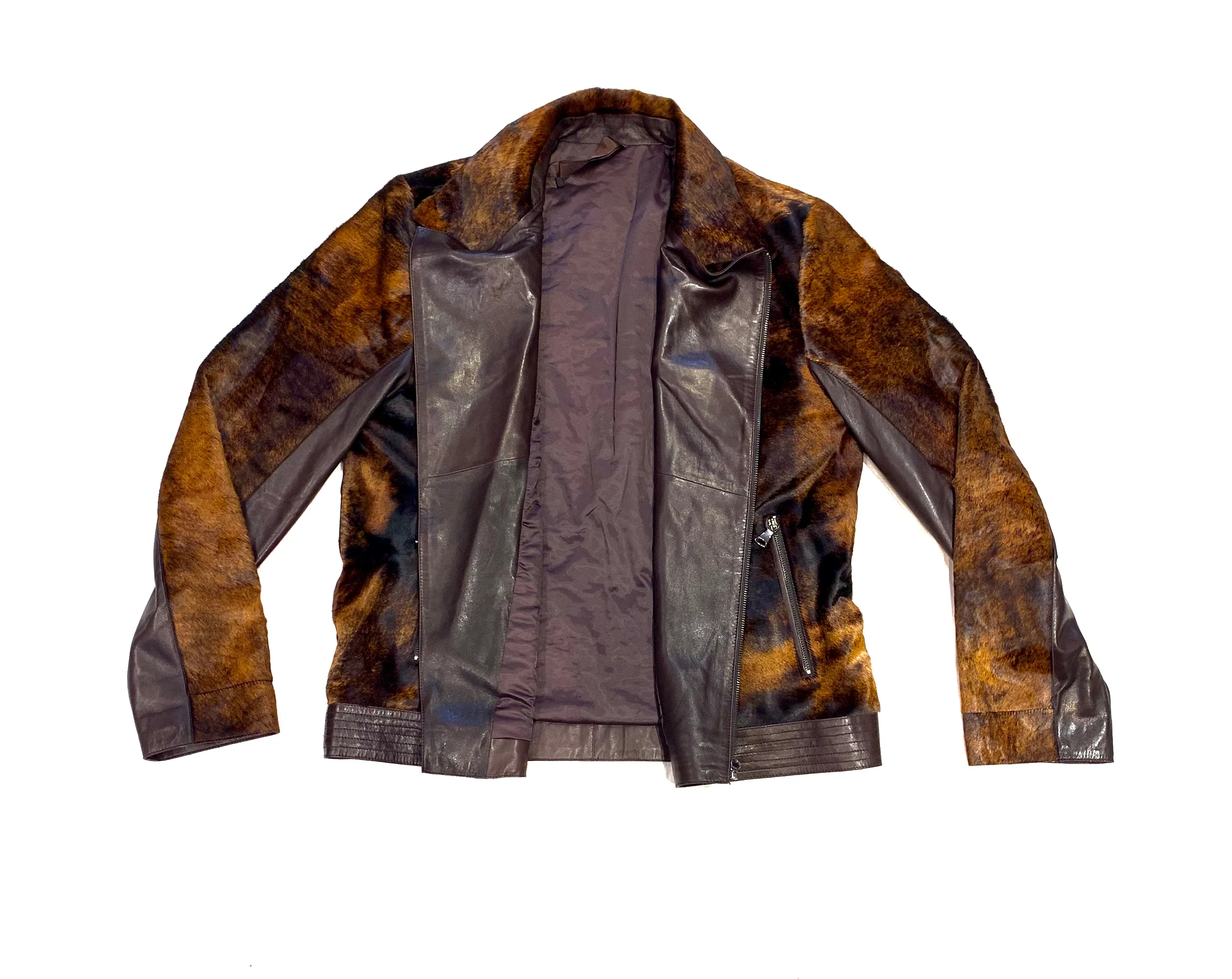 Barya NewYork Chocolate Brown Pony Hair Biker Jacket - Image 6