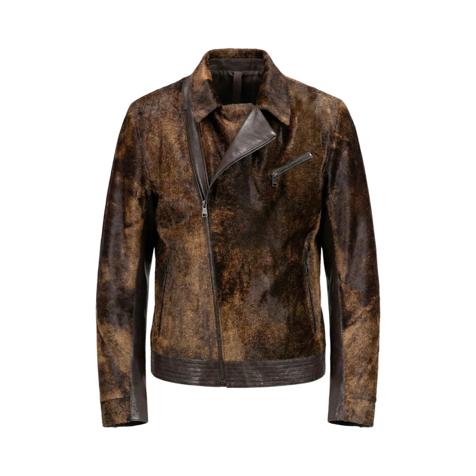 Barya NewYork Chocolate Brown Pony Hair Biker Jacket - Image 8
