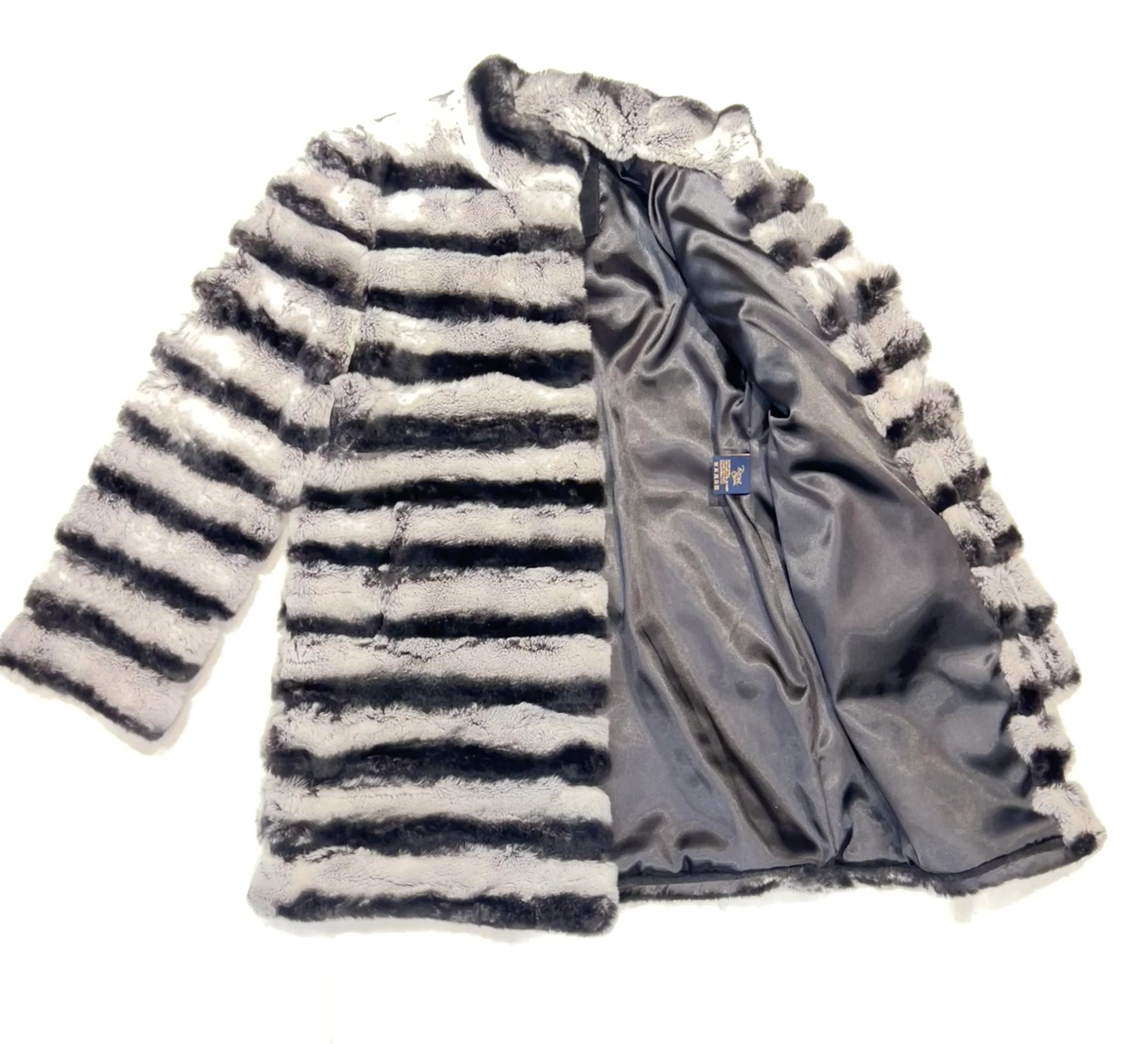 Barya NewYork Ladies 3/4 Grey Rex Rabbit Coat - Image 3