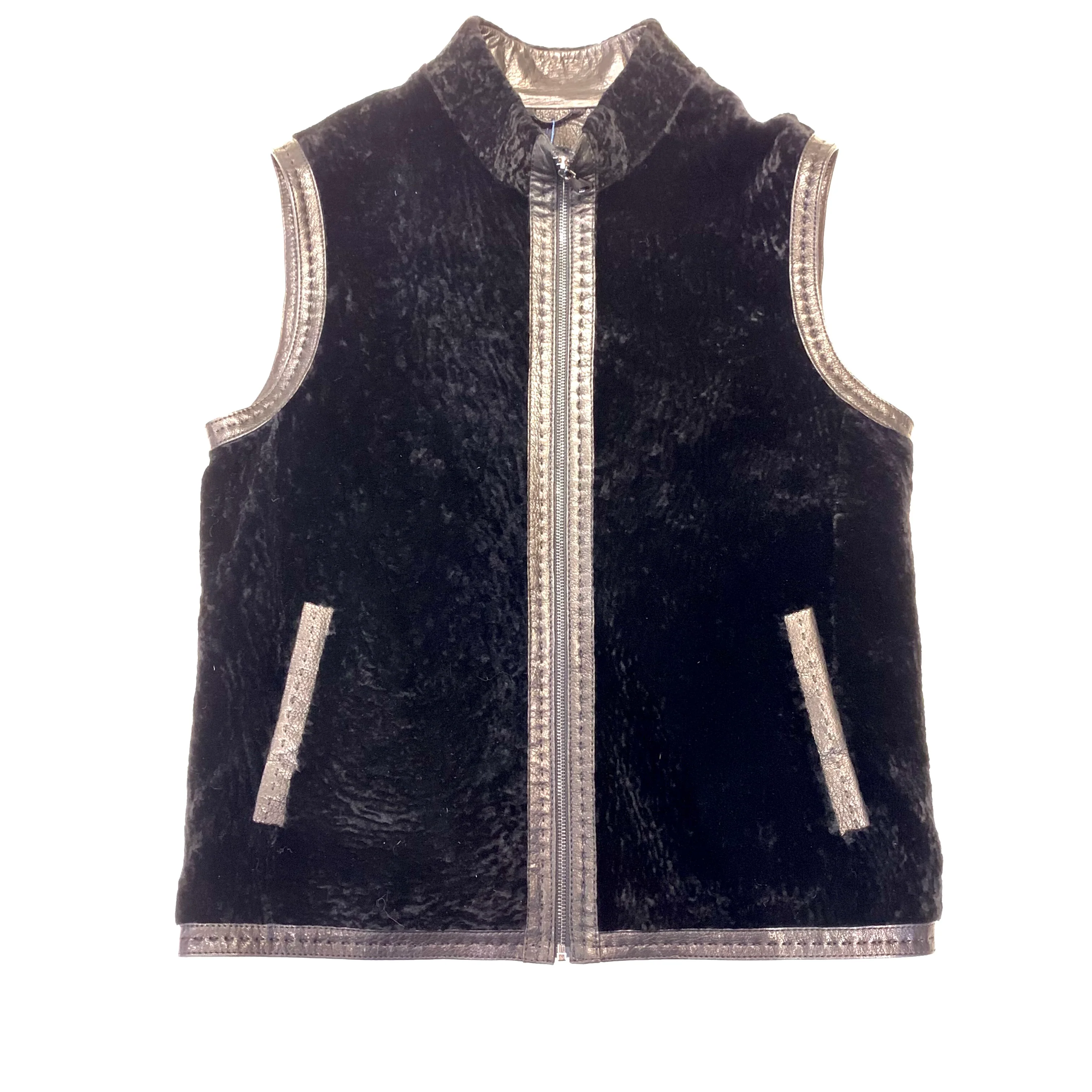 Barya NewYork Black Astrakhan Lambskin Vest