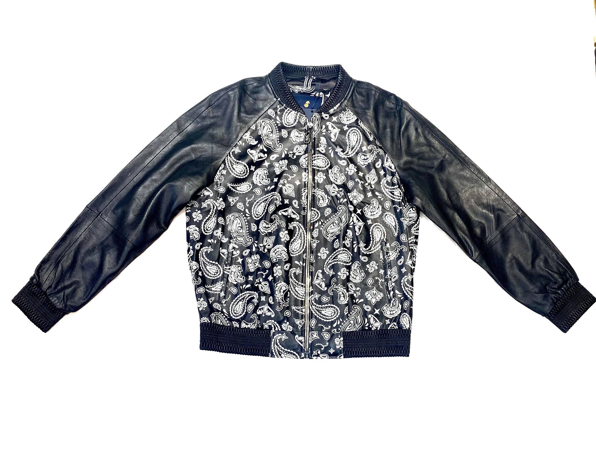 Barya NewYork Black Paisley Lambskin Bomber Jacket - Image 3