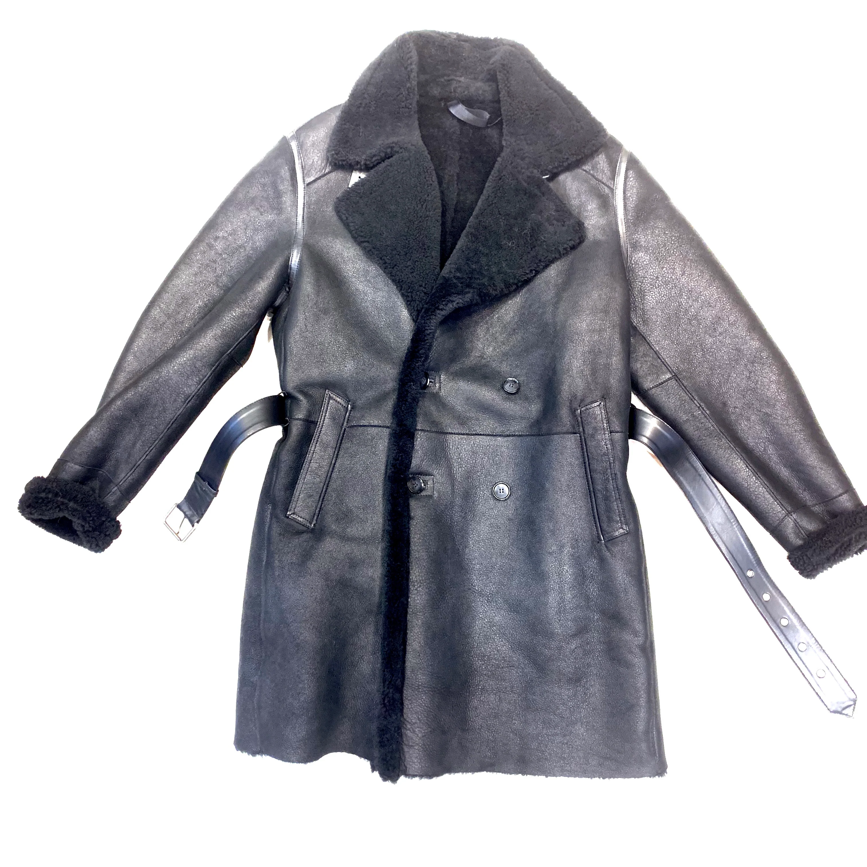 Barya NewYork Black Shearling Trench Coat - Image 3