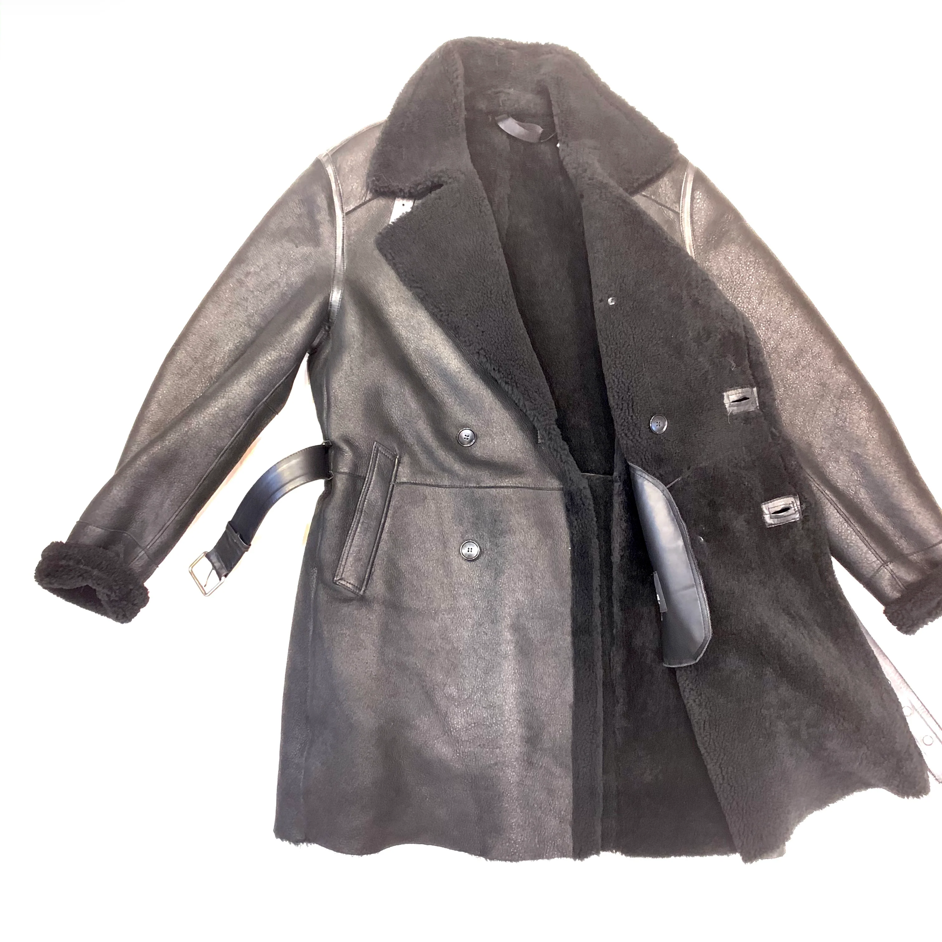 Barya NewYork Black Shearling Trench Coat - Image 4